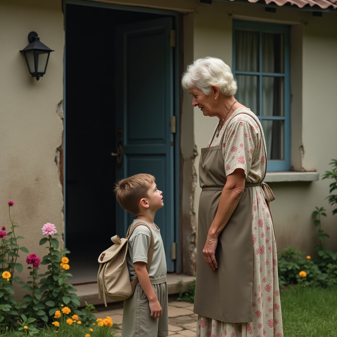 Наталя привела свого сина Іванка до баби Ганни. Бабусю вона знайшла по оголошенню. Баба Ганна мала побути з Іваном до вечора. – Ось вам мій номер телефону, – сказала Наталя. – Іванку, сьогодні ти побудеш з цією бабусею, – сказала вона сину. Якщо що – дзвони. Наталя швидко поцілувала сина і поспішила на роботу… Цілий день вона працювала як у тумані, і постійно чекала дзвінка сина. Але Іванко чомусь вперто не хотів їй дзвонити… Після роботи Наталя прийшла по сина. Вона думала, що він, уже зібраний, чекатиме її біля дверей. Але все було не так… У дверях стояла тільки баба Ганна! Наталя застигла від здивування…