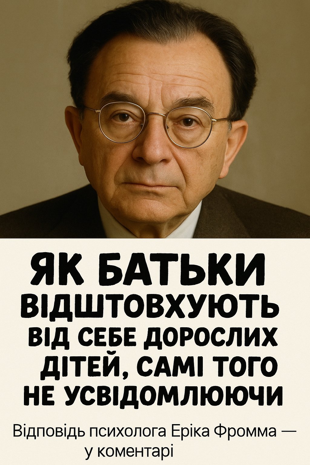 Як батьки відштовхують від себе дорослих дітей, навіть не підозрюючи цього: відповідь психолога Еріха Фромма
