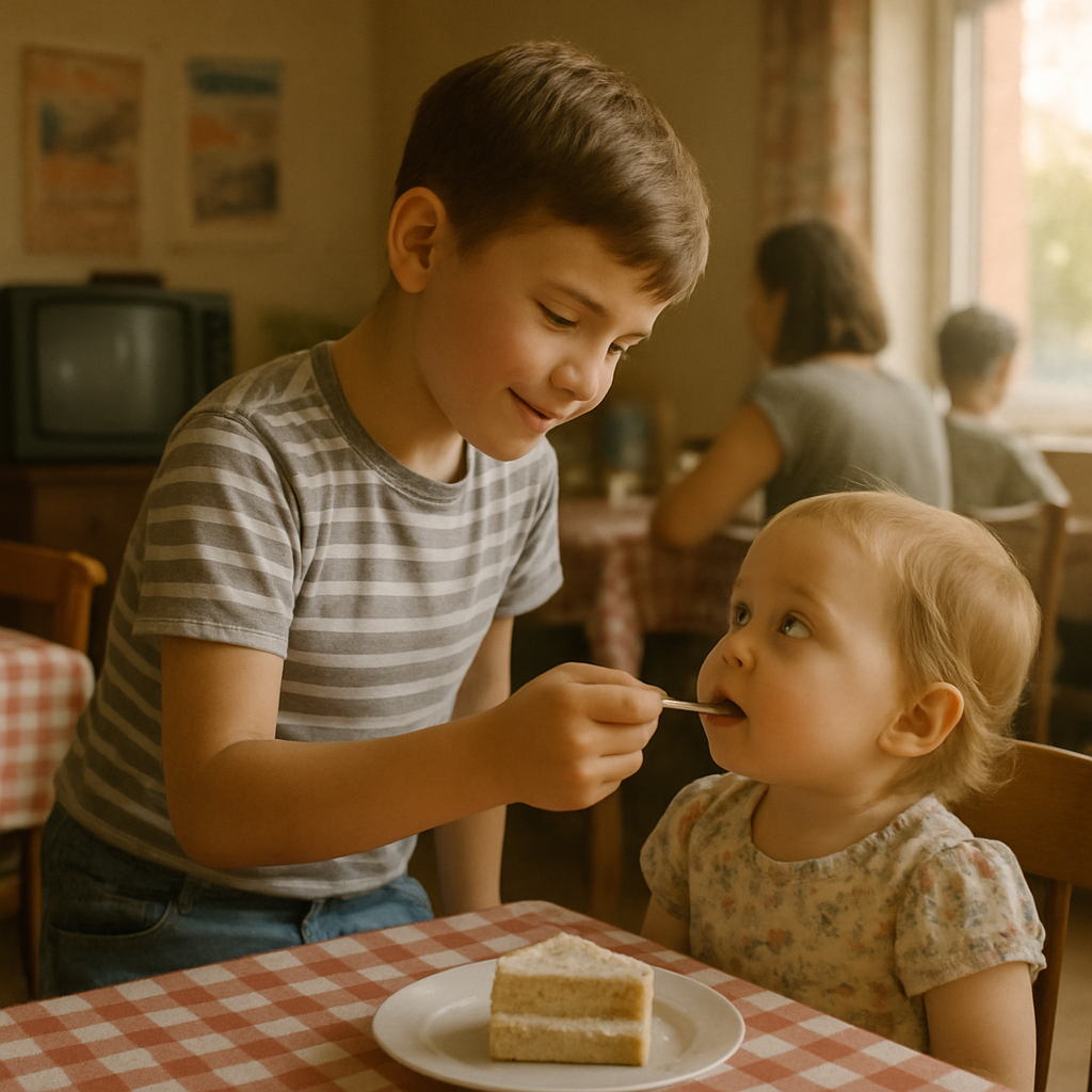 “— Дядю, будь ласка… візьміть мою сестричку. Вона зовсім голодна