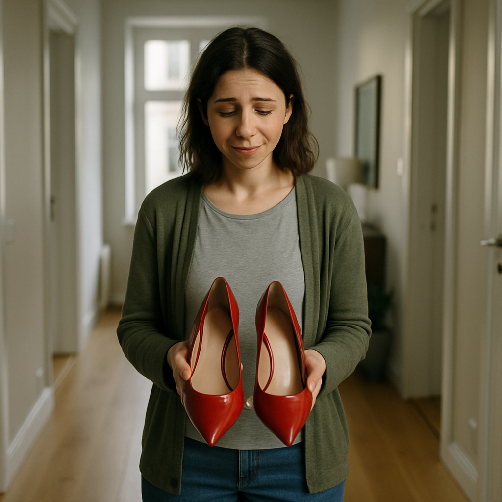 Ліда приїхала до мене не з пустими руками, привезла мені в подарунок дуже красиві червоні лакові туфлі. Пояснила, що вона собі їх купила, а вони їй замалі. Продати вона їх не може, бо нема покупців, адже вони і справді дуже дорогі, і щоб вони у неї просто не лежали, то вона вирішила мені їх віддати. Я спочатку відмовлялася, казала, що це занадто дорого, та й мені нема куди в них іти, але подруга так наполягала, що мені довелося прийняти від неї цей дорогий подарунок. І яким же було моє здивування, коли через місяць Ліда приїхала, щоб забрати у мене ці туфлі, бо нарешті знайшовся покупець, який готовий викласти за них кругленьку суму. Вся ця ситуація мені була дуже неприємна, але я раділа лише з того, що я їх не взувала жодного разу, тому змогла віддати неушкодженими