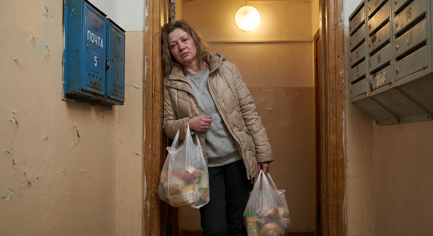 Змучена сорокарічна жінка з двома повними пакетами підійшла до дверей квартири.