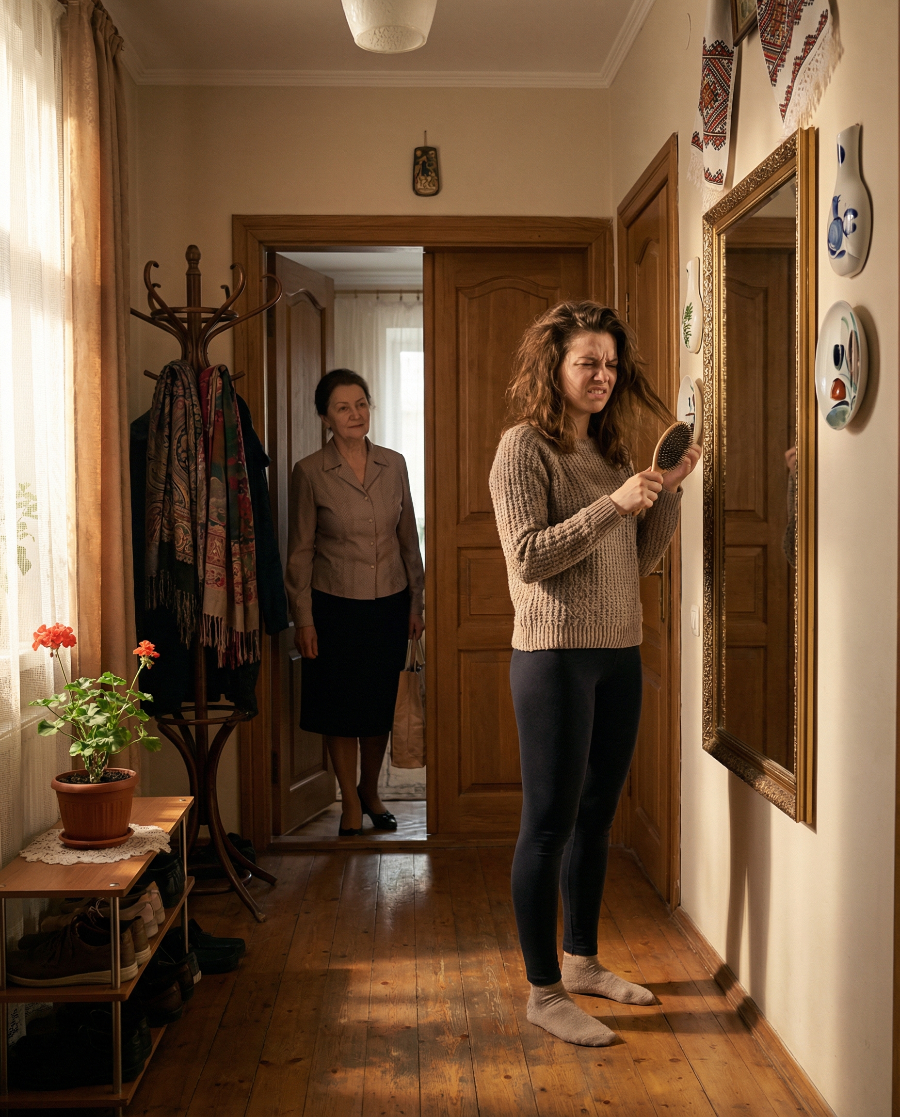 Вранці спала до десятої, каву приносили в ліжко (на перших порах із ввічливості), сама нічого не мила, не прала, не прибирала – все це чомусь лягало на плечі Наді та Ігоря. Ба більше, одного разу Надя виявила на дверцятах холодильника акуратно прикріплений розпорядок домашніх справ. Таблиця з підписами: “Понеділок – вологе прибирання”, “Середа – вікна”, “П’ятниця – холодильник”. І внизу приписка: «Відповідальні – Надія і Ігор»