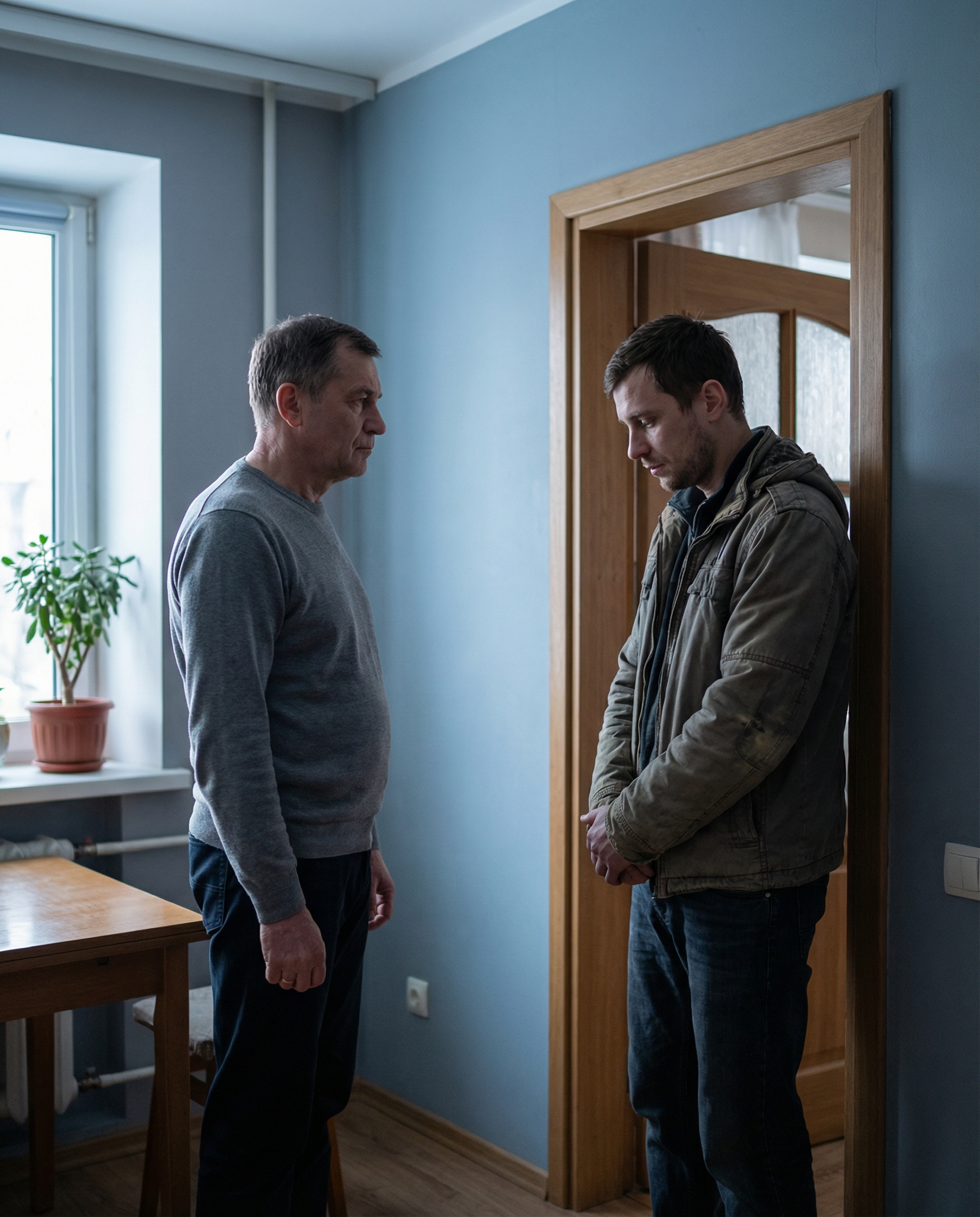 — Тату, ти не проти, якщо ми пару місяців поживемо в тебе? — невпевнено спитав Юрко батька