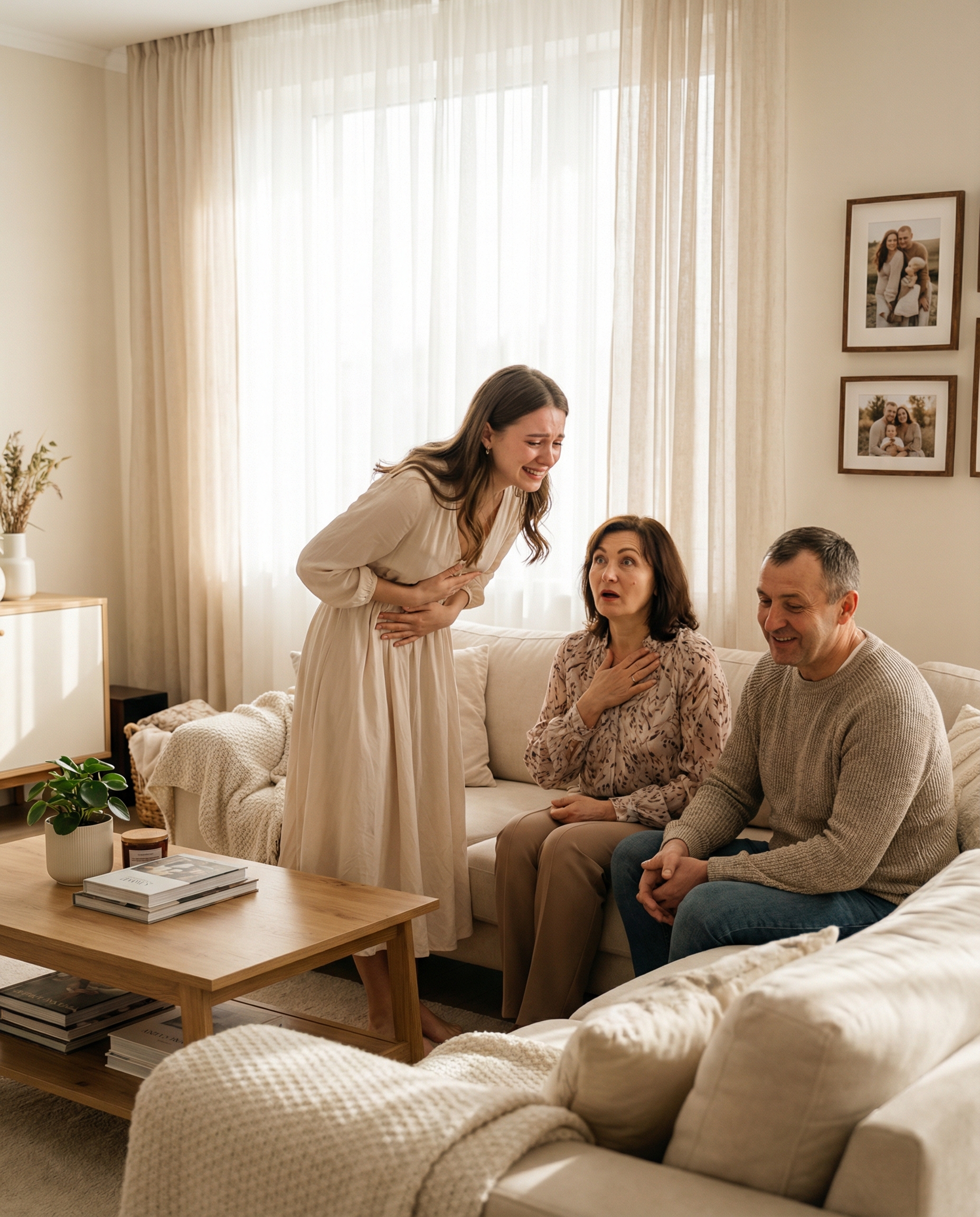 — Бачиш, донечко, тут така справа… Ми з татом справді хотіли тобі сказати, – Наталя щосили намагалася підібрати потрібні слова, – Ми з ним… У нас… Загалом… — Та перестань уже ходити навкруги! – Олександр серйозно подивився на доньку, – Ліль, ми справді дуже раді звістці про те, що в нас скоро з’явиться онук. І сподіваємося, що і ти теж зрадієш нашому сюрпризу. Річ у тім, що ми з мамою зовсім недавно дізналися, що скоро вдруге станемо батьками