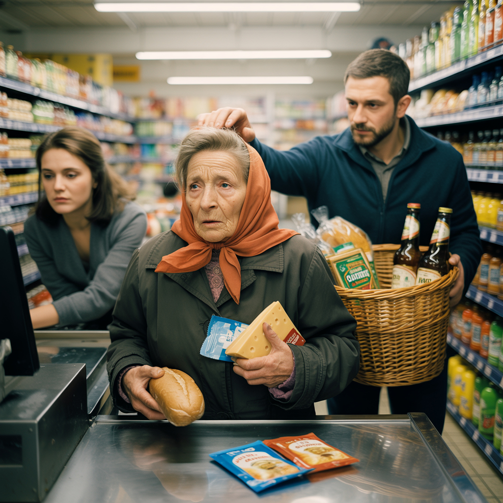 Він виклав на стіл усі свої продукти, крім напоїв, і сказав, щоб забрала собі. Заперечення не приймаються. Та там і було всього нічого: ковбаса, масло, баночка шпрот, пачка печива, банани і яблучний сік. І це була його перша, але не остання допомога