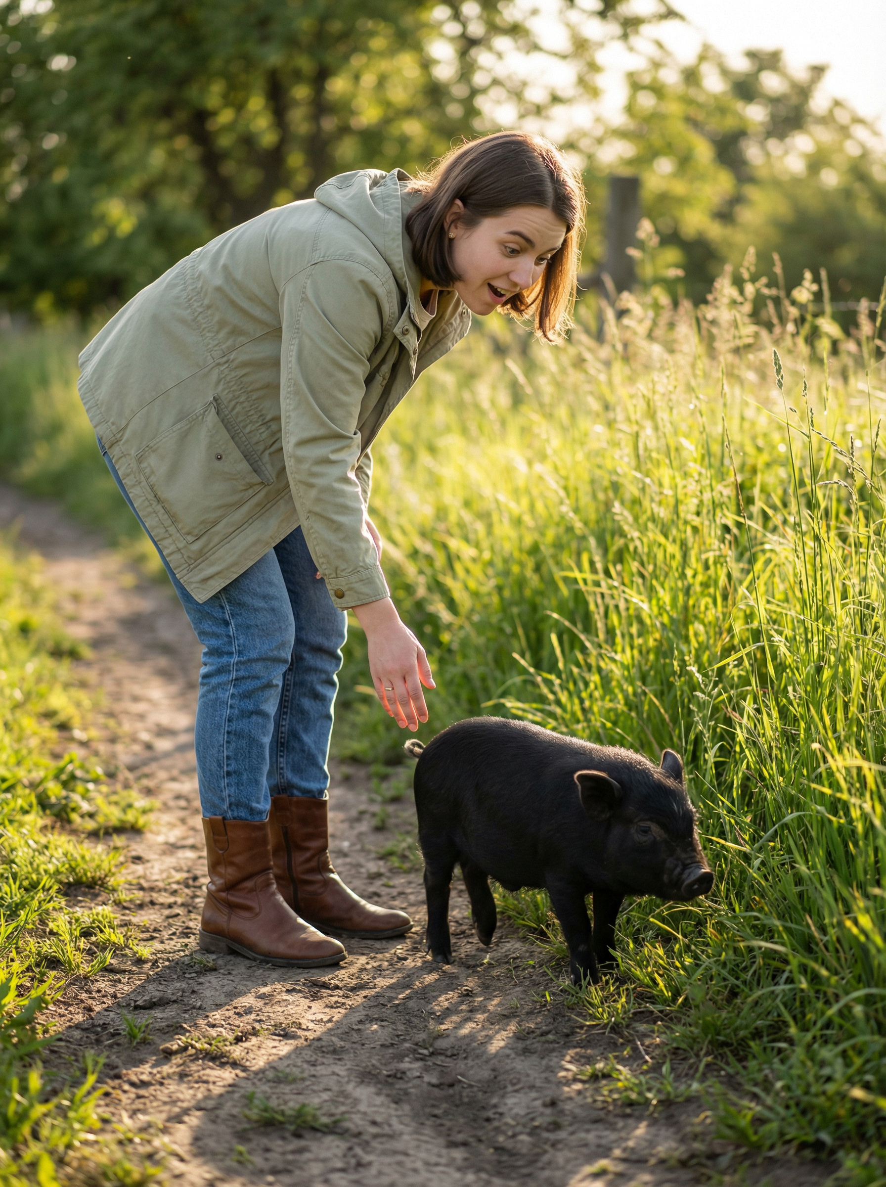 – Гекторе, не бійся, виходь, ходімо додому, дурнику. Порося вибралося з трави і небезпечно обійшло Уляну. Він був невеликий та чорний. Уляна таких ніколи не бачила
