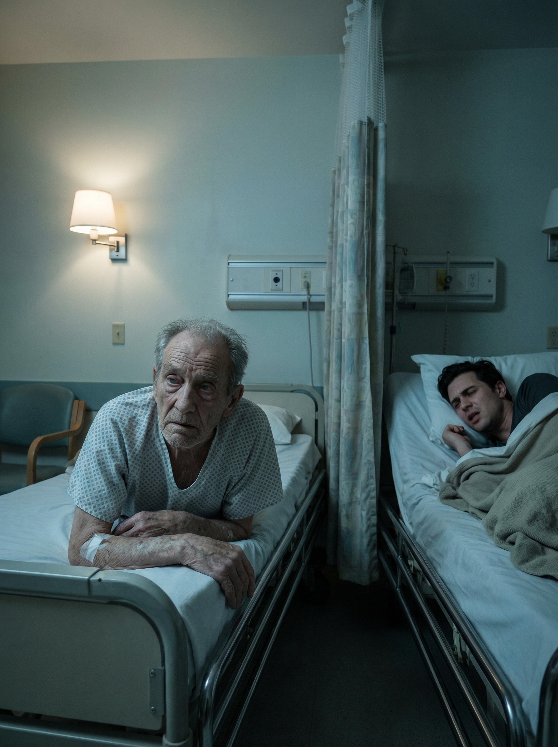 Борис Іванович відкрив очі. Господи, де це він? Невже в лікарні? Ось і знову пощастило, хтось за своє життя тремтить, трясеться, а він вже давно нічого не хоче. Зрозуміло ж, що нічого хорошого більше не буде. Та й не було. А його врятували навіщось, він і не просив! Шкода, що на лавці не замерз, ні до чого все це… На сусідньому ліжку хтось застогнав. Борис Іванович підвівся на лікті, аж занудило від слабкості, стара травма дає про себе знати. У напівтемряві палати побачив хлопця, сусіда по палаті. Начебто спить, але стогне і уві сні начебто щось говорить.