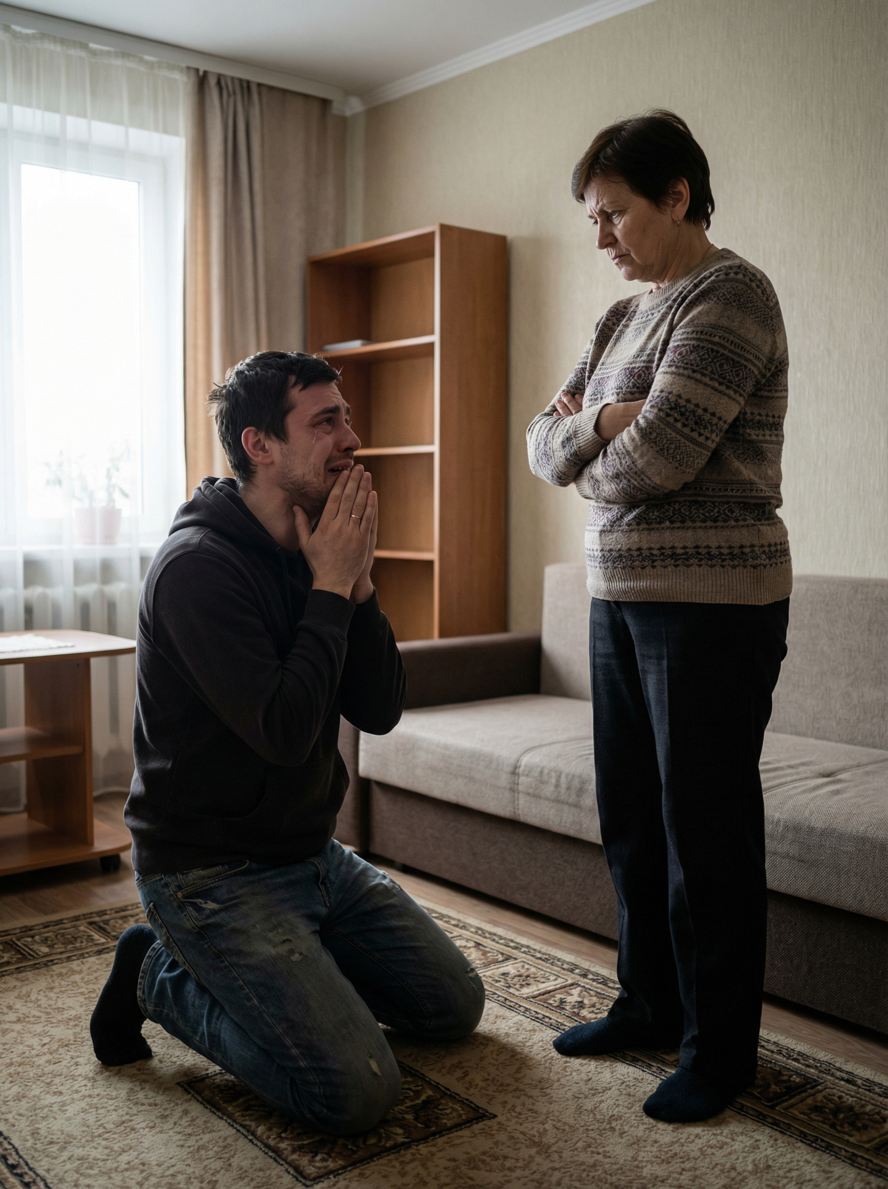 – Де він? Скажіть, благаю! Я б тільки подивився, хоча б здалеку! Що він щасливий. Що з ним все добре, чи є у вас хоч щось людське