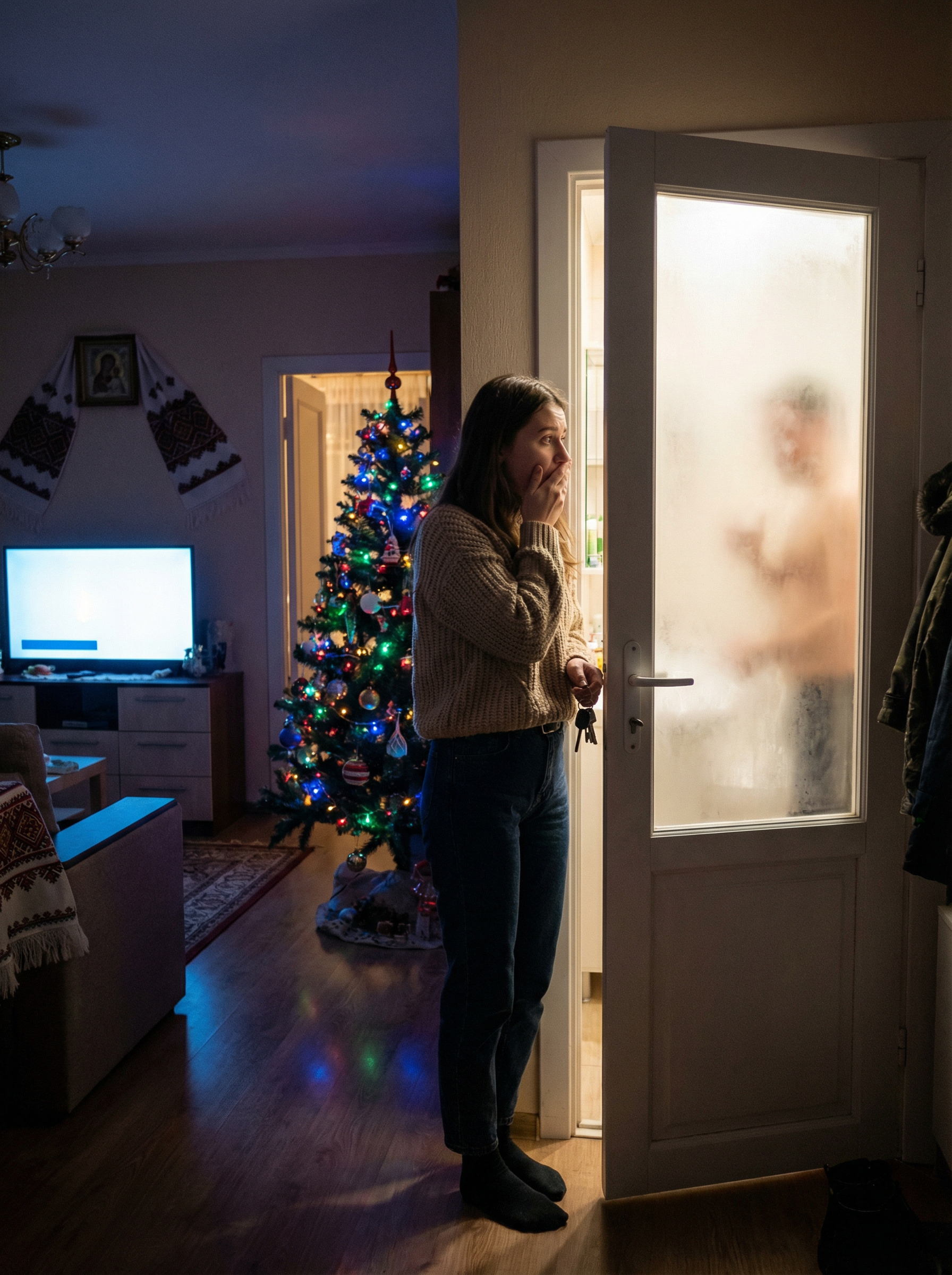 Рита пішла до своєї подруги Поліни додому, щоб полити квіти і погодувати її черепашку. Поліна з чоловіком поїхали на відпочинок. Вона відкрила двері ключем, який їй лишила подруга, зайшла в коридор і оторопіла! Скрізь світилося світло, ялинка переливалася гірляндами, а телевізор голосно працював. З ванної долинали якісь звуки. Рита відкрила двері у ванну і руками сплеснула від несподіванки