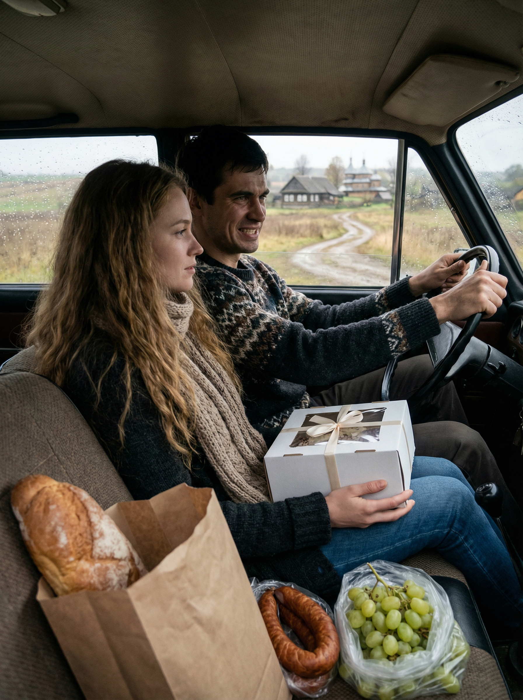 Микола зі своєю коханою Юлею поїхали знайомитися з його батьками. Дорогою вони купили тортик, ковбаску, свіжий хліб і виноград… Микола зупинив машину перед старенькою хатиною на краю села. – Ну ось і приїхали, Юлю! – сказав він. – Ти на підборах тож дивись акуратніше. Це село. Вони вийшли з машини, коли з хати вийшли мати з батьком. – Ой, синку, це ти! – сплеснула руками мати. – А ми тебе завтра чекали, що ж ти не сказав, що не сам будеш? Вони глянули двоє на Юлю і батько раптом насупився. І тут Юля зробила несподіване