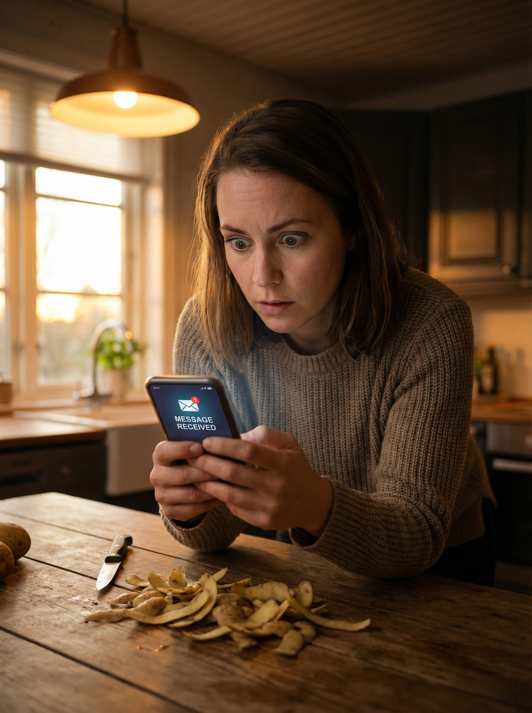 Катя прокинулася рано, прийняла ванну, і взялася готувати сніданок. Чоловік Віктор ще спав. Катя якраз чистила картоплю, як раптом на телефон Віктора, який він випадково забув на кухні, прийшло повідомлення. Катя відкрила смс, переглянула його і побігла у спальню будити чоловіка. – Що, Катю, хто дзвонить, що? – спросоння не розумів він. – Подивися і все зрозумієш, – сказала дружина і зі сльозами пішла на кухню. Віктор взяв телефон, глянув на екран і застиг на місці