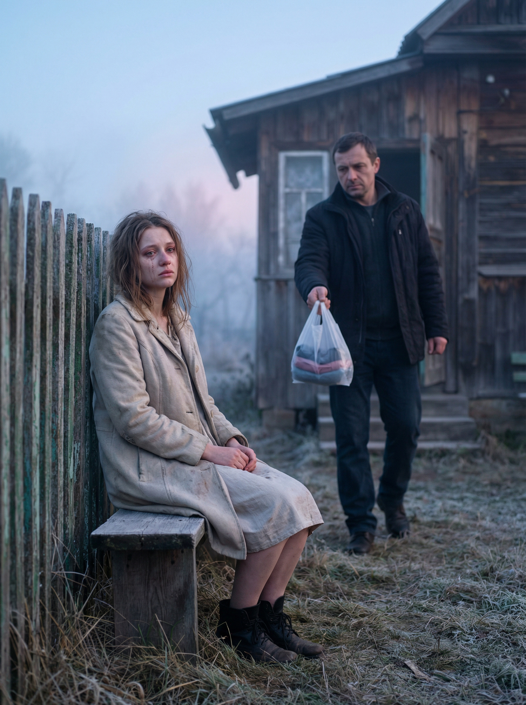 Степан приїхав додому із заробітків. Він мовчки зайшов у хату і сів за стіл. – Ну що нагулялася?! – раптом запитав він свою дружину Ольгу. Ольга аж стрепенулася. – Степане, та ти що?! – ахнула вона. – Як ти можеш так зі мною вчиняти?! – не вгавав Степан. – Люди даремно говорити не стануть! І він виставив Ольгу за двері… Жінка сіла на лавку біля паркану й просиділа там усю ніч. Зранку з хати вийшов Степан і дав Ользі пакет із одягом. – Не сиди тут, іди, – сказав він. Ольга заглянула в пакет і оторопіла від побаченого