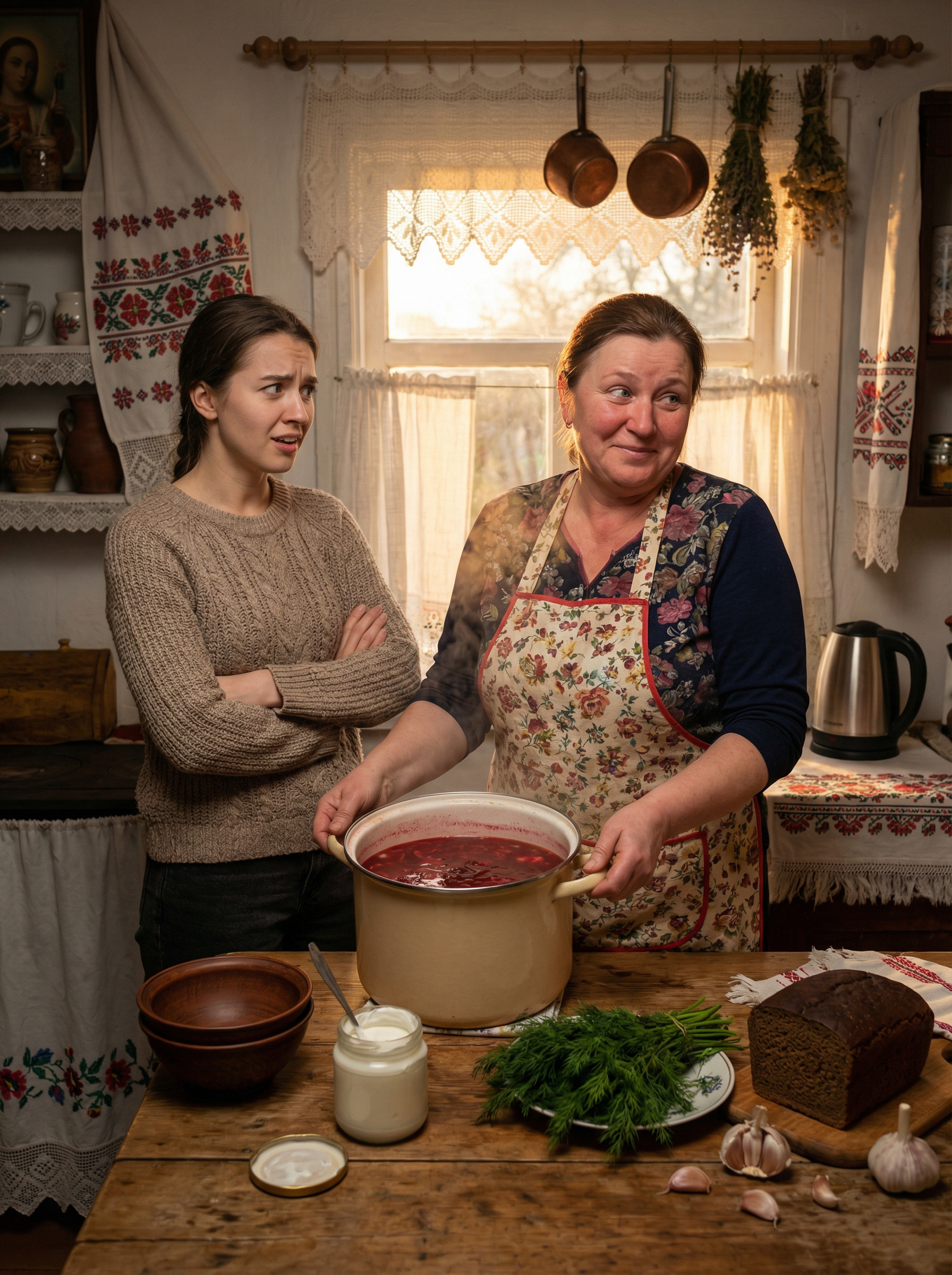 — Ну ти й вигадала, мамо, гостей борщем пригощати, — з гидливістю принюхався чоловік до повітря на кухні. Міцно пахло томатною засмажкою та торішньою капустою. — Вони там по фастфудах і ресторанах ходять, у столиці ж… Ти б їм щось цікавіше приготувала, а то — борщ. Фе