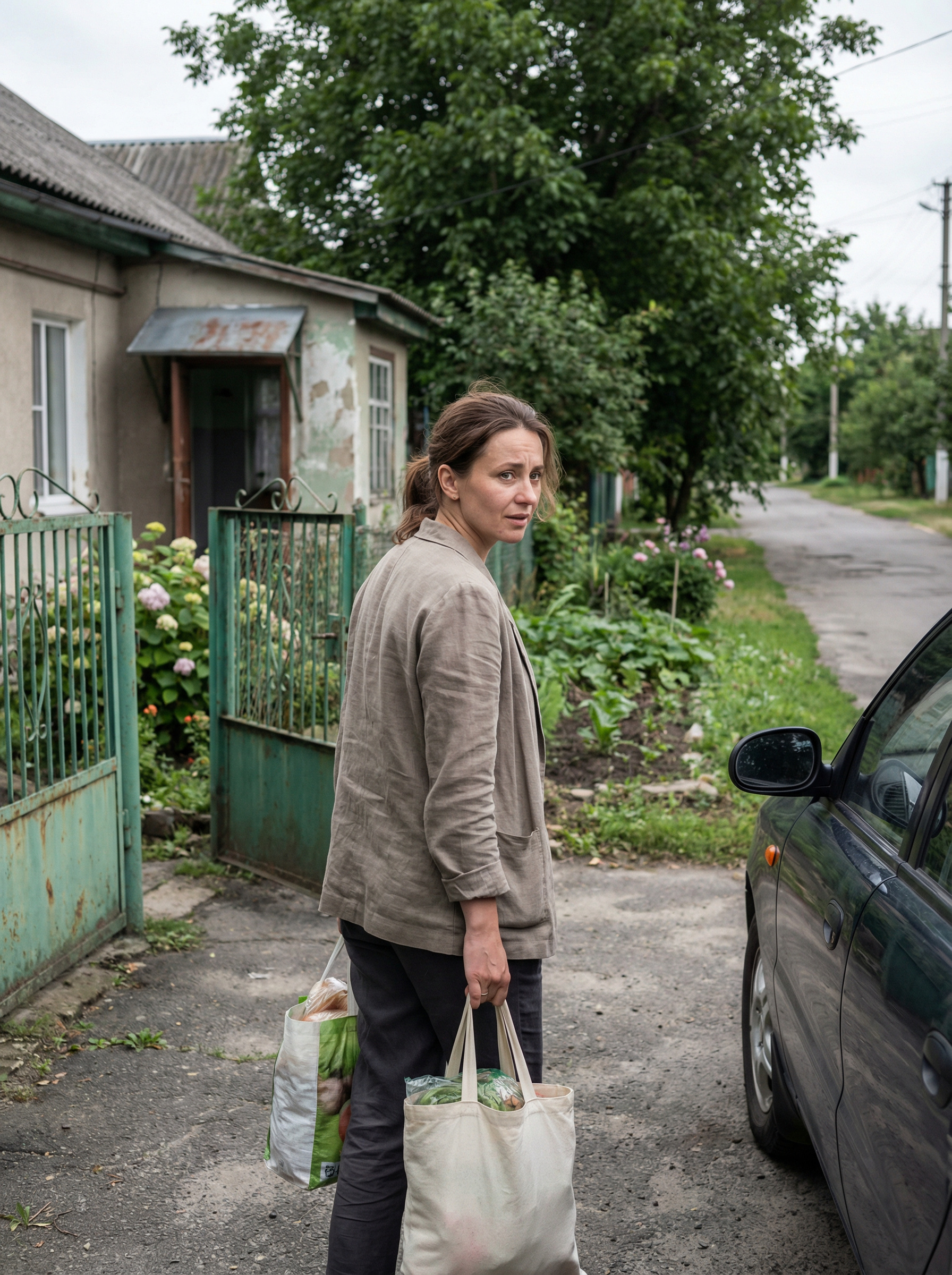 Ганна з важкими пакетами у руках поверталася додому. Підходячи ближче до свого будинку, жінка помітила, що біля її воріт стоїть якась машина. – Невже до мене? І хто це? – з цікавістю подумала вона. Ганна підійшла ще ближче, придивилася до машини, вона здалася їй дуже знайомою. – Та ні цього не може бути! – сказала сама до себе Ганна. Раптом двері автомобіля відкрилися, і з нього вийшов якийсь чоловік. – Вам допомогти?! – вигукнув він. Ганна глянула на нього і не повірила своїм очам