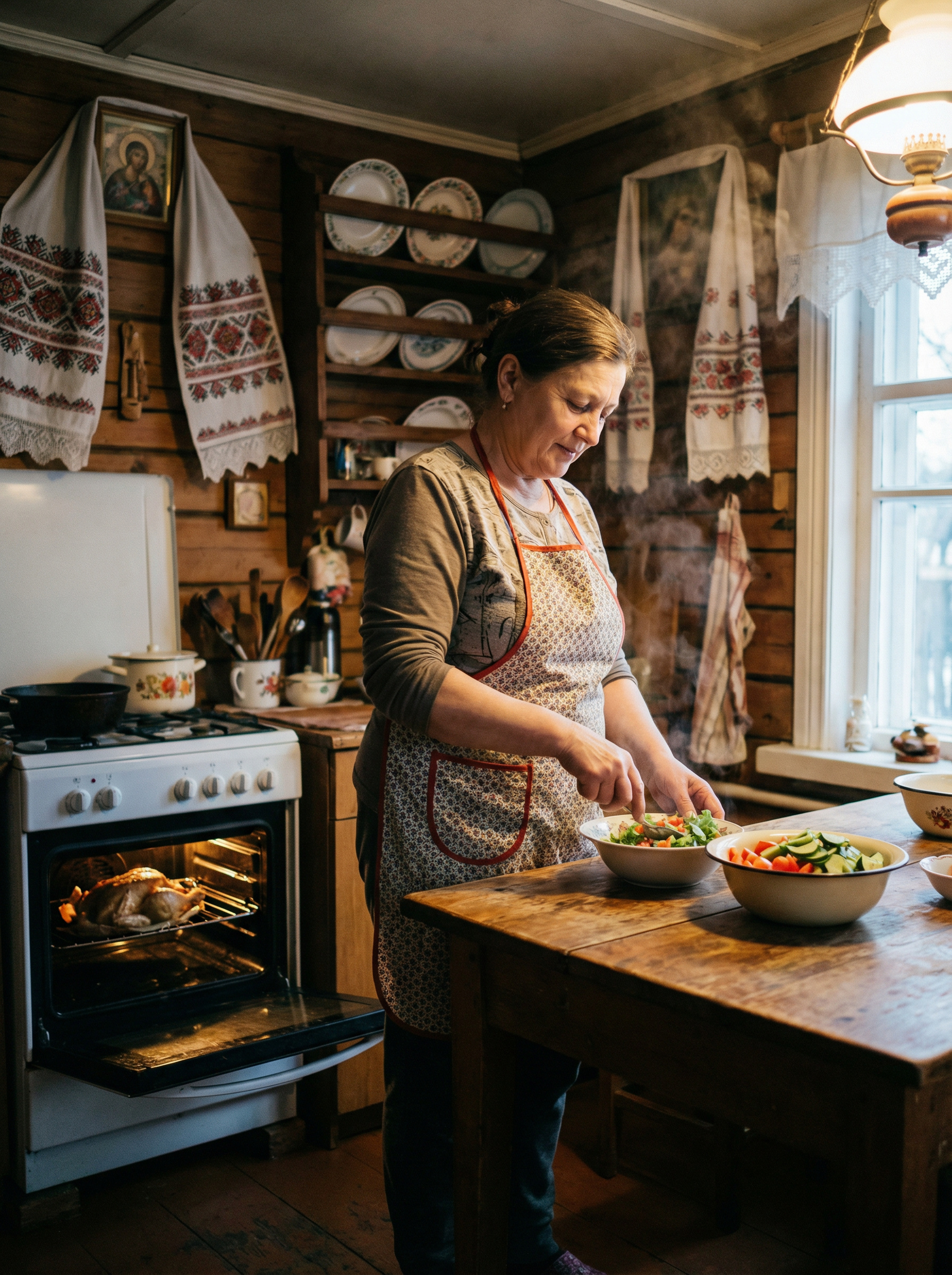 На Святвечір Оксана, щось наспівуючи, готувала на кухні салат. В духовці тушкувалася курочка. На вечерю мав зайти її коханий Микола. Жінка замріяно посміхнулася. Раптом пролунав дзвінок у двері… – Щось він рано, – здивувалася Оксана. Її син Дмитрик побіг відчиняти. – Спитай спочатку хто там! – гукнула йому навздогін Оксана. Але хлопчик вже відчинив двері. Оксана глянула хто прийшов і так і застигла, не розуміючи, що відбувається