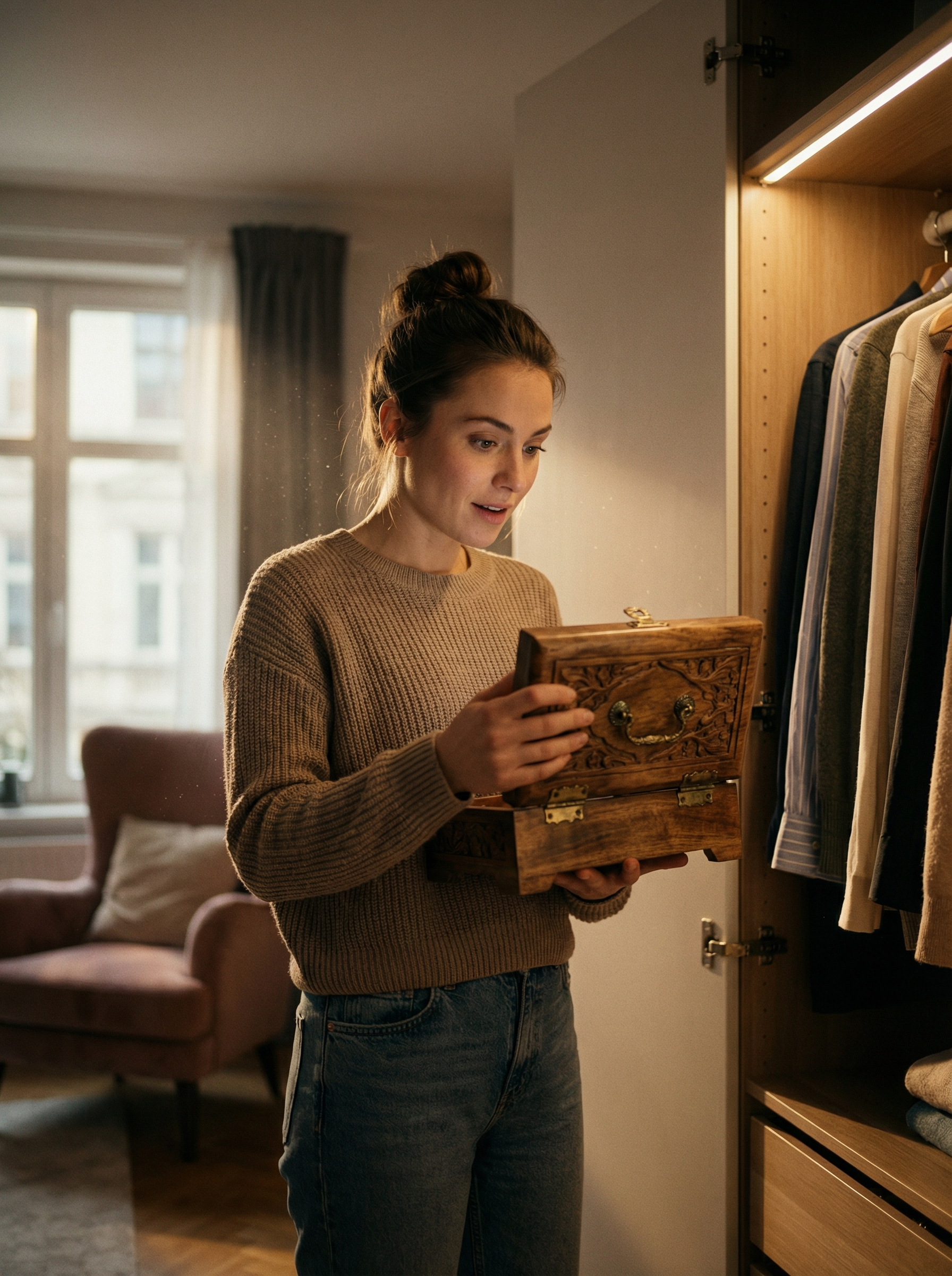 — Бабуся! – вигукнула вона. Так, скринька була бабусі Насті. Та пішла з життя майже шість років тому, залишивши у спадок улюбленій онучці цю дрібничку. Вона сильно переживала і не захотіла тоді її дивитися. На той час Настя була вже в положенні, а бабусині речі принесли б їй нові хвилювання. Тоді вона просто засунула свій спадок у шафу і благополучно про нього забула