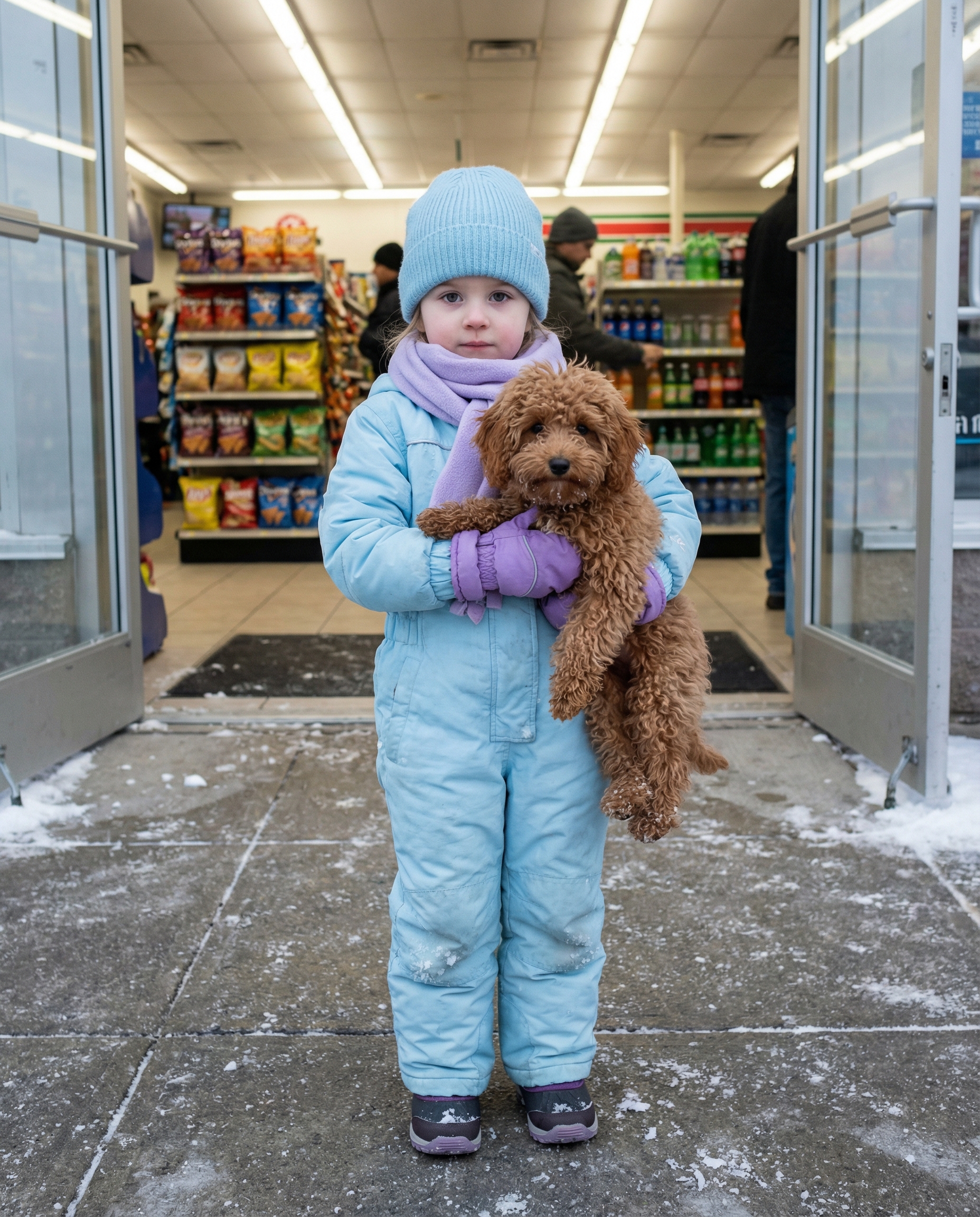 – Тітко, купіть, будь ласка, моєму цуценяті хліба, – Дівчинко, де твоя мама? Ти чому так пізно гуляєш вулицею? Іди додому! – суворо промовила жінка, і увійшла в магазин.Юра, який спостерігав зупинився…– А твій песик їсть хліб?– Так, – Взагалі він ковбаску любить і цукерки. Але коли голодний, то хлібець їсть.– Зрозумів…– Ви зачекайте кілька хвилин, я швидко…