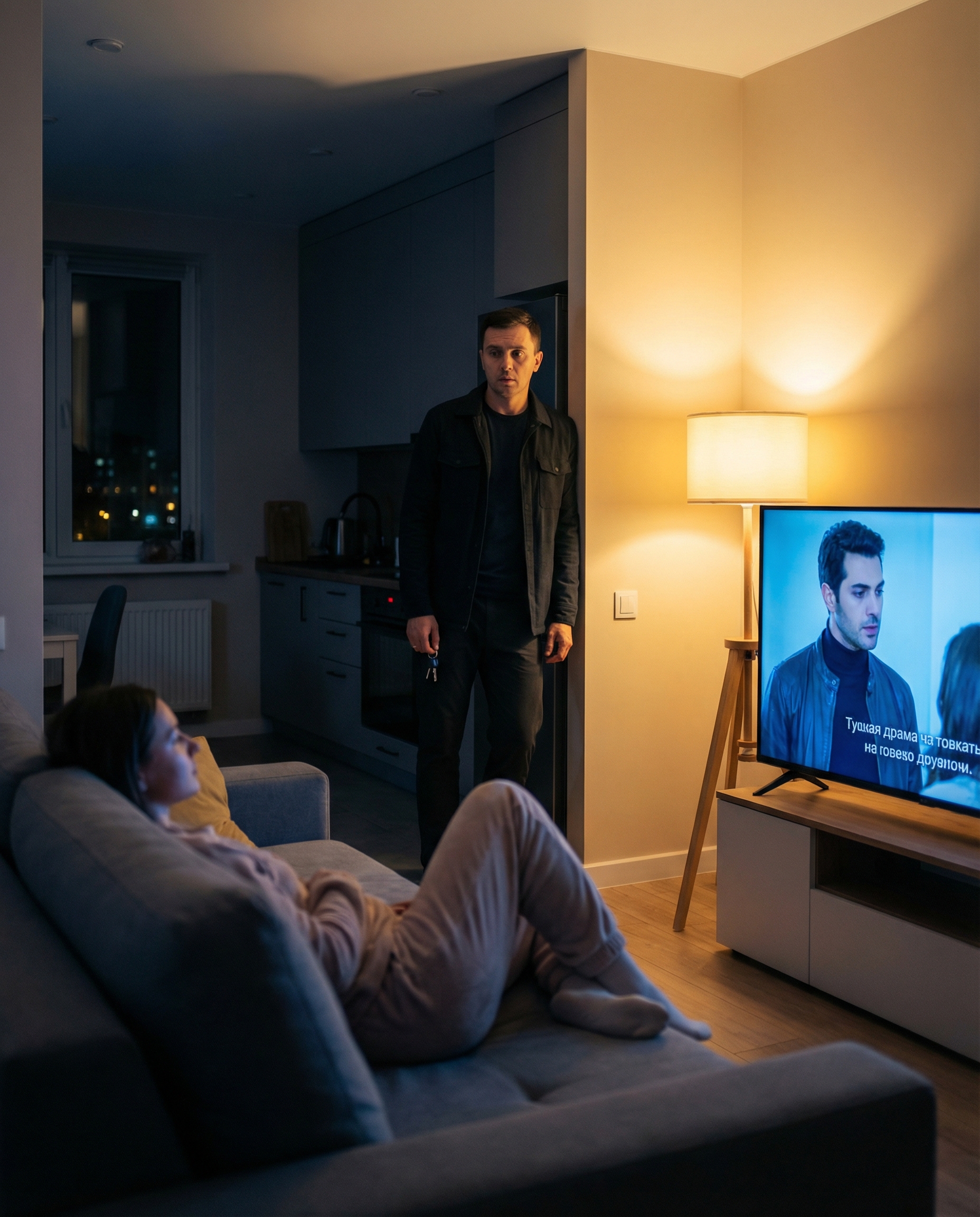 Василь повернувся додому, зайшов на кухні і здивувався, не побачивши там дружини. Він зайшов у кімнату, Валя лежала на дивані біля телевізора і дивилася турецький серіал. – Валю, а вечеря де? – запитав Василь. – Знаєш, Василю, я сьогодні так втомилася, ти пошукай щось у холодильнику, – спокійно відповіла жінка. – Можливо хоч вареників відвариш? – запропонував Василь. – Ти глянь, глянь в холодильнику, – повторила Валентина. Василь важко видихнув і поплентався на кухню. Чоловік відкрив холодильник і остовпів від побаченого