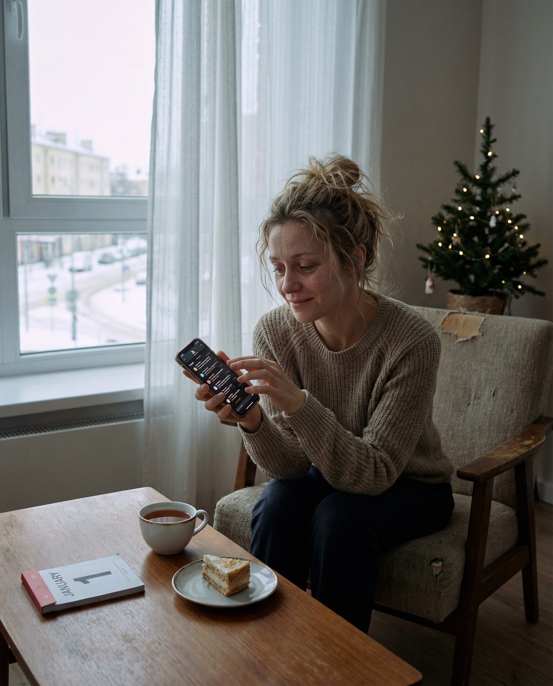 Перше січня почалося з дзвінків. — З днем народження, Христино! Вітаємо! — Здоров’я, щастя, всього найкращого! Сорок — це тільки початок! — Нехай цей рік принесе тобі все, про що мрієш! Подруги, колеги, знайомі. Вона посміхалася, дякувала, але відчувала: ці слова — чемні, правильні, але якісь порожні. Ніхто не питав, як їй насправді. Ніхто не знав, що вночі вона довго не могла заснути, розмірковуючи про те, чи справді її бажання має шанс здійснитися. Чи не запізно щось змінювати? Вона сиділа на кухні, допиваючи каву, коли раптом пролунав дзвінок у двері. Христина здивовано подивилася на годинник — десята ранку. Вона нікого не чекала. З легким почуттям цікавості, змішаним із обережністю, підійшла до дверей і подивилася у вічко. На порозі стояв кур’єр із величезним, просто неймовірним букетом квітів. Вона відчинила двері. — Христина Ігорівна? — запитав молодий хлопець, тримаючи букет. — Так… це я. — Це вам. Він простягнув їй букет, і вона ледь змогла його обійняти. Аромат був настільки сильним і п’янким, що закрутився в голові. — Від кого? — розгублено спитала вона, її голос тремтів. — Тут записка, — усміхнувся хлопець, показуючи на маленький конверт, заправлений між квітами