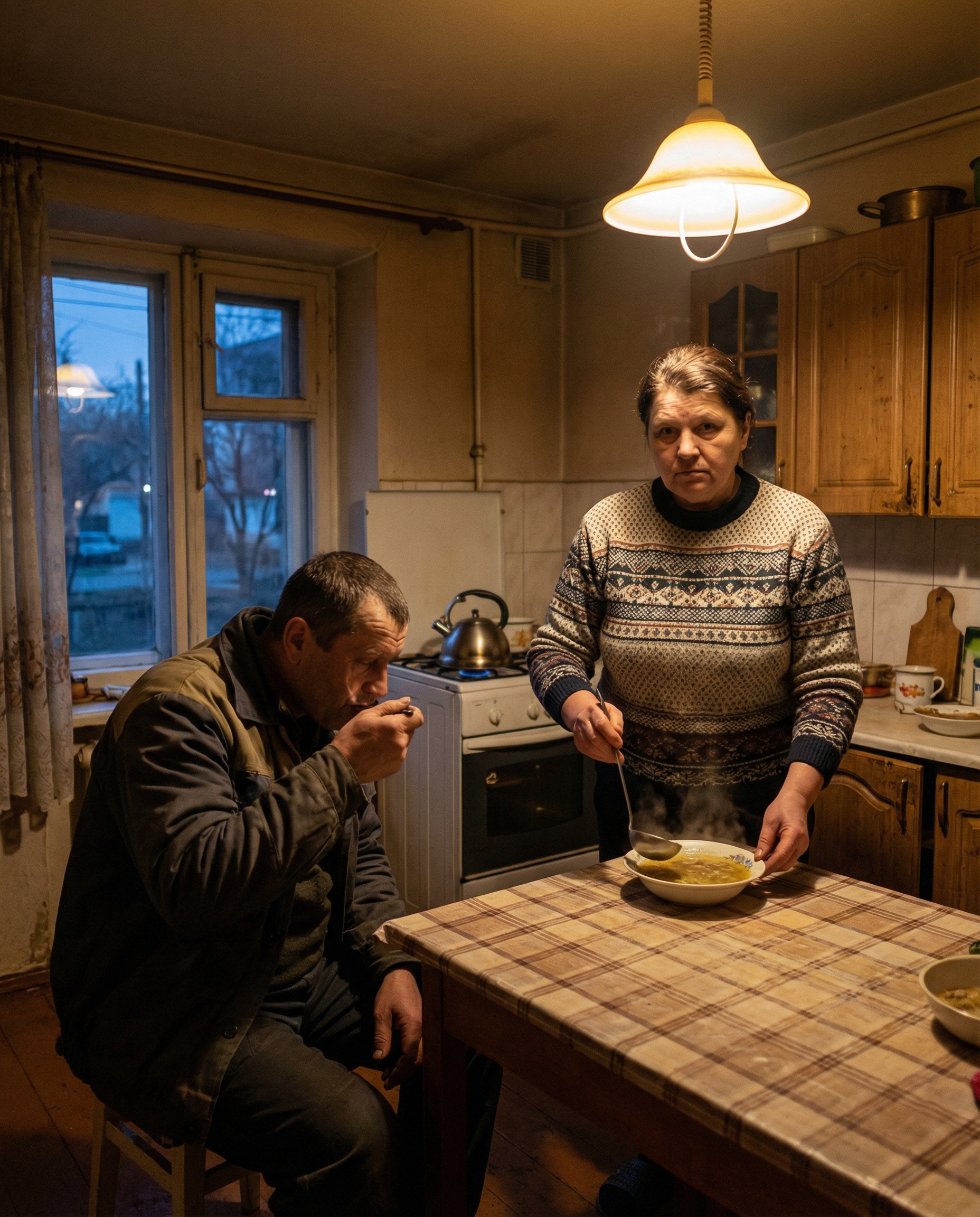 Налила йому гарячого курячого супу з добрими шматками м’яса. — Сідай, їж уже! Той сів, тільки ложка задзеленчала. — Ти за той місяць скільки «закрив»? — почала розмову Ліда. — Тисяч сорок п’ять буде