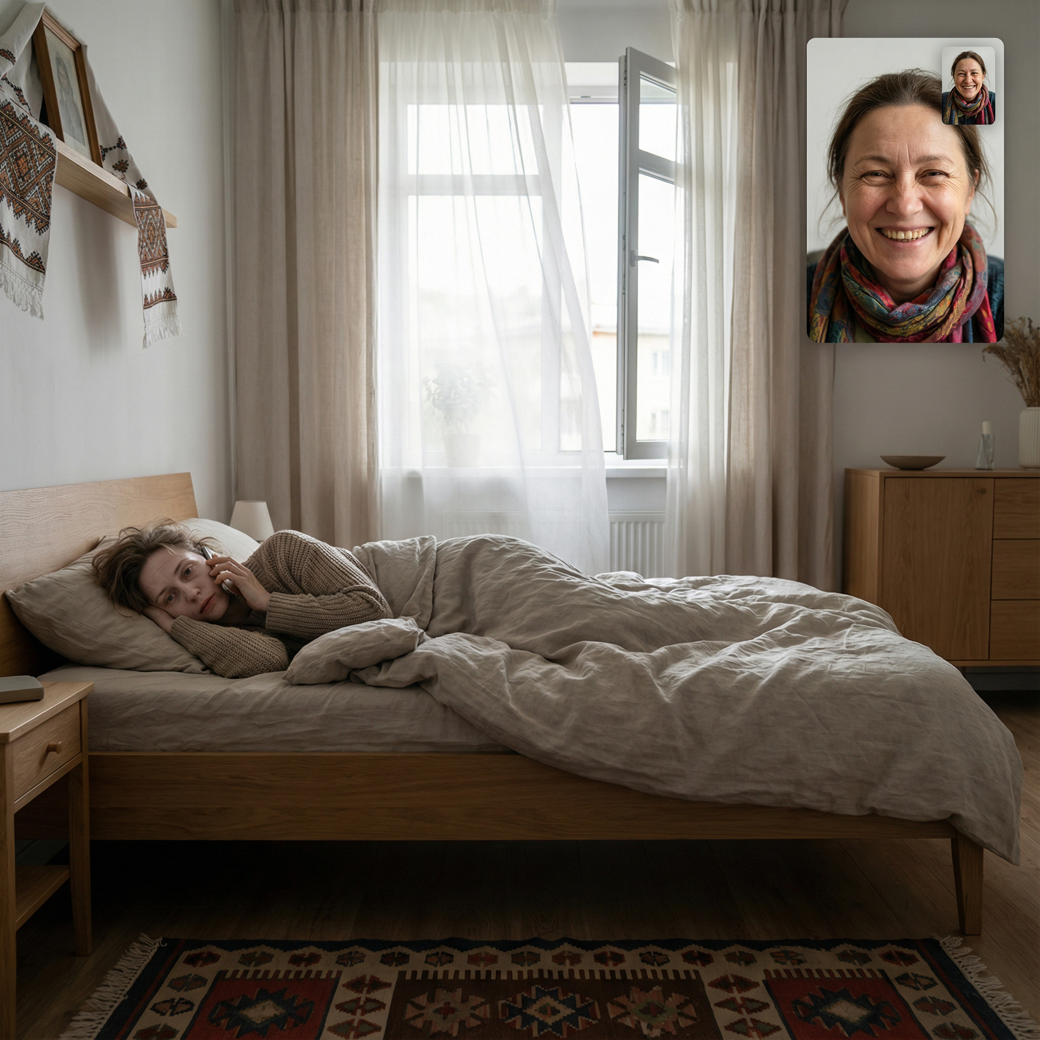 – Я залишаюся жити у тебе весь тиждень і обіцяю доглядати за тобою, як за рідною матір’ю! Я буду твоєю доглядальницею, годувальницею і поїлкою, тільки одужуй