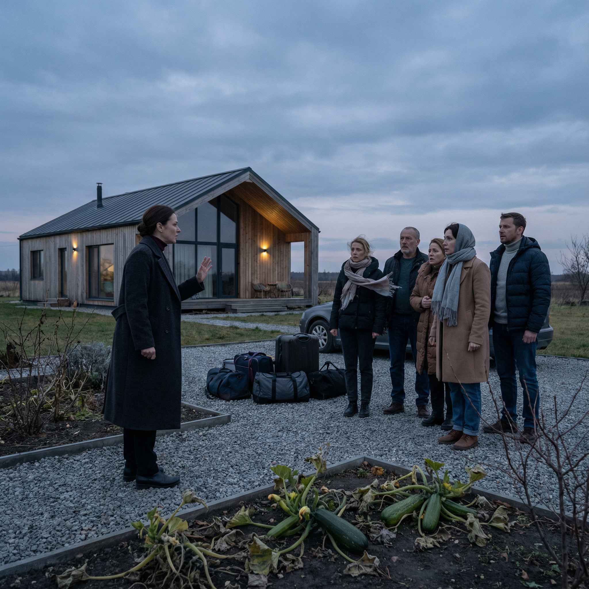 — Знаєте, дорогі гості, у нас новина. Ми вирішили, що цей будинок занадто дорогий для нашого бюджету. Дача виставлена на продаж, завтра приїдуть перші покупці. Тож збирайте речі, і не забудьте свої кабачки — вони тут більше не ростимуть!