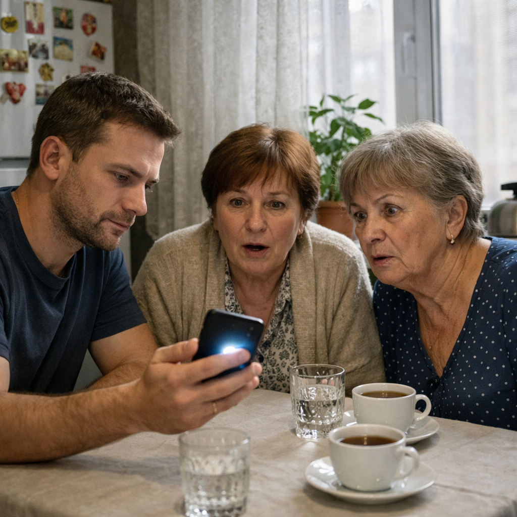 Андрій приїхав відвідати свою матір. – Мамо, нам треба серйозно поговорити, – заявив син з порога. – Заходь, я чаю зроблю і поговоримо, – сказала мати. – Мамо, а ти можеш ще покликати свою сусідку Валентину Йосипівну, – несподівано додав Андрій. – Ця справа стосується вас обох. – Добре, – відповіла мама. Через декілька хвилин Валентину Йосипівна, мама Андрія та Андрій сиділи на кухні. – Про що ти хотів поговорити? – запитала мати. – Я хочу вам показати одне відео, – Андрій дістав свій телефон, ввімкнув відеозапис і повернув екран до матері та сусідки. Жінки глянули на екран телефону і остовпіли від побаченого