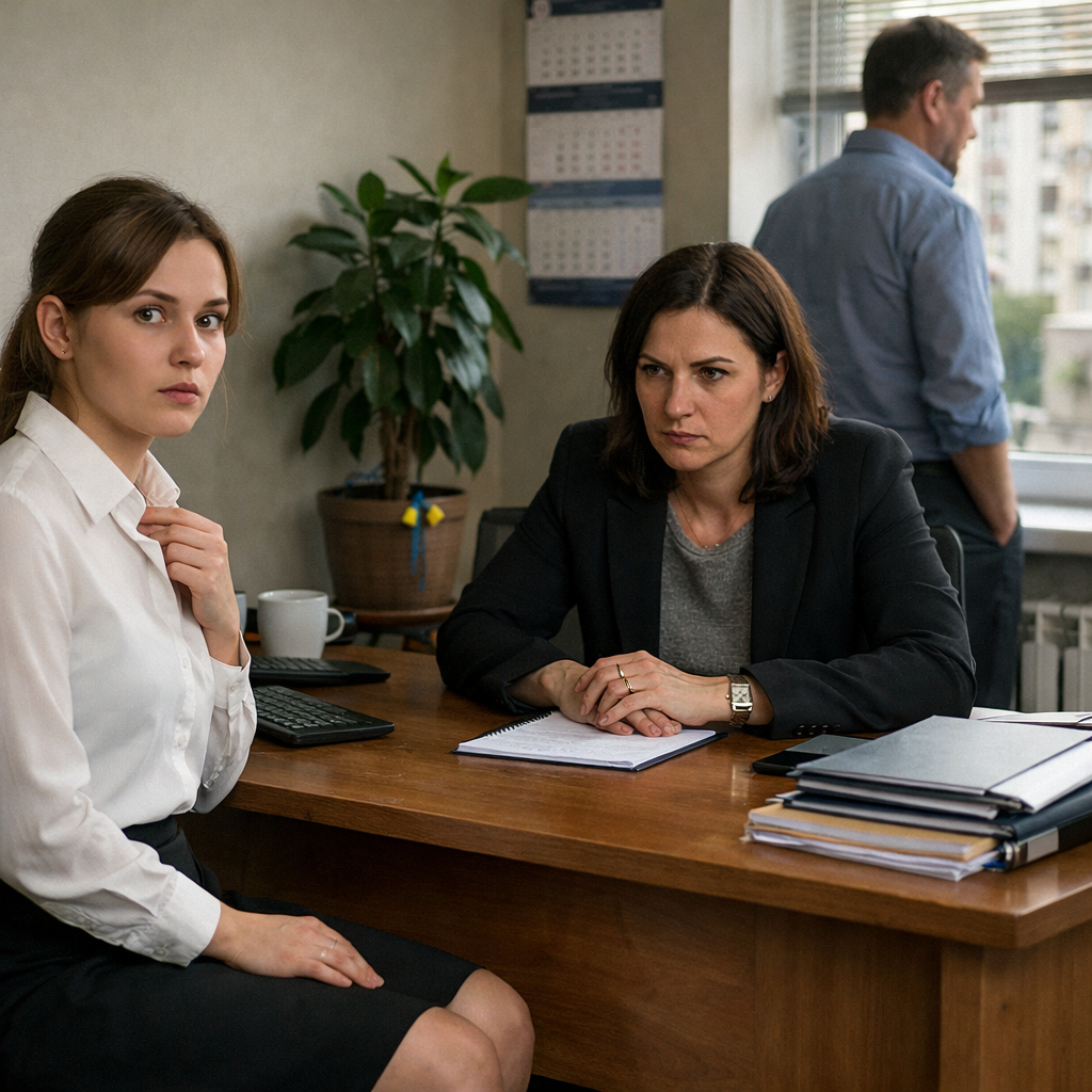 – Маринко, зайди до мене, – подзвонив Марині її начальник – Андрій Михайлович. Дівчина поправила комірець блузки, обсмикнула спідницю і пішла до директора. У його кабінеті пахло дорогими жіночими парфумами. За столом сиділа Інна – дружина начальника і недобре дивилася на Марину. Сам Андрій Михайлович стояв біля вікна, поклавши руки в кишені штанів. Він навіть не обернувся, коли Марина зайшла. – Сідай, – сказав він. Марина обережно сіла на стілець. – Ну що, голубонько, – раптом сказала Інна. Знаєш, я ж бачу, як ти на мого чоловіка дивишся! Як крутишся тут постійно! – Інно Володимирівно, про що ви? – Марина не розуміла, що відбувається