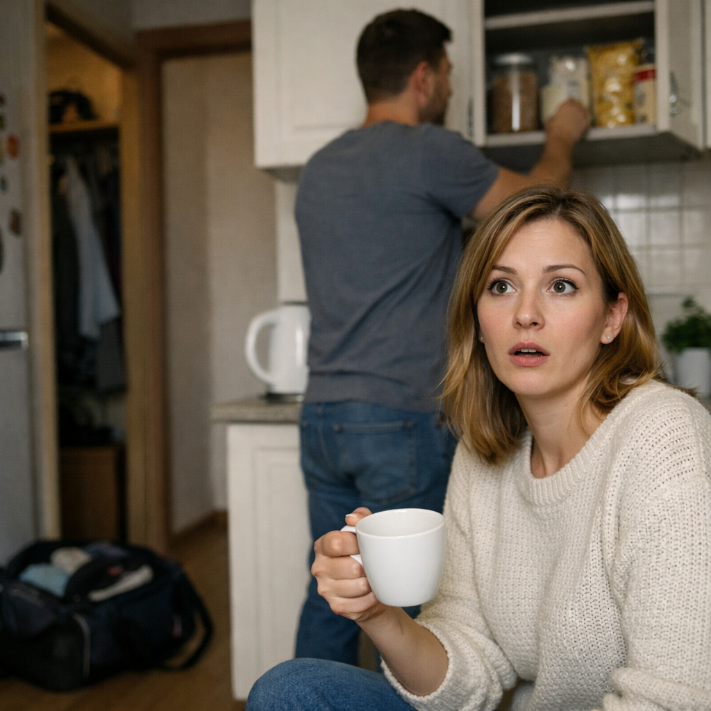 Оля сиділа в кріслі й мовчки спостерігала, як її чоловік Микита збирає свої речі й складає їх у спортивну сумку. – Валізу візьми – поміститься більше, – байдуже сказала дівчина. — Не хвилюйся, у мене сумка велика! — озвався чоловік. Микита відкрив шафу й почав витягувати звідти свої речі. Ользі неприємно було спостерігати за цим і вона пішла на кухню зробити собі каву. Жінка якраз допивала каву, коли на кухню зайшов Микита й відкрив шафку, де були крупи і макарони. Оля глянула на нього й застигла від здивування. Вона не вірила своїм очам
