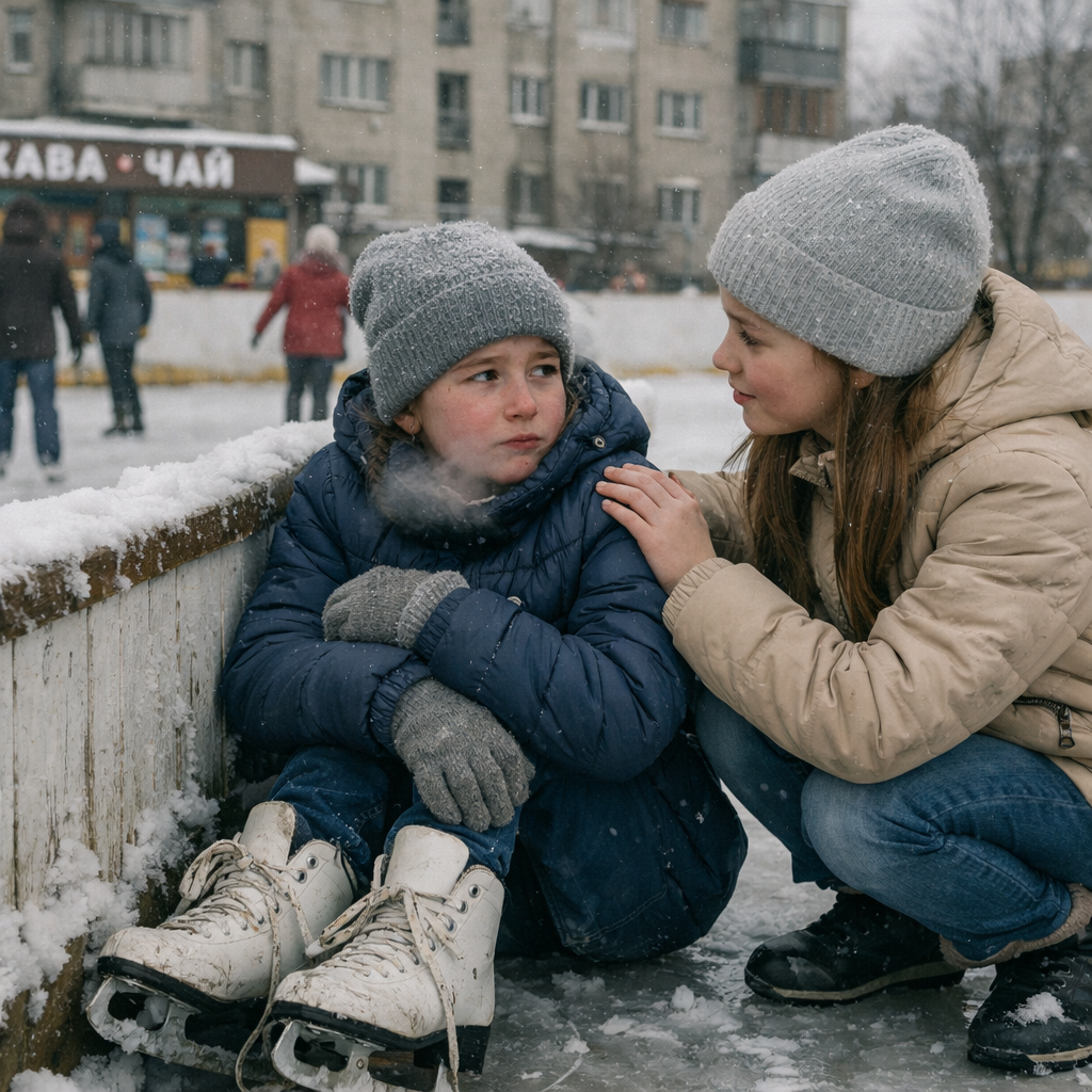 Дівчинка замерзала на ковзанці, лише одна дівчина підійшла дізнатися, що сталося, а всі інші проходили повз.