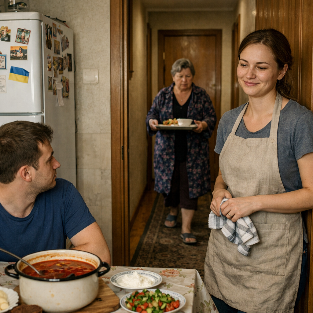 Катя приготувала вечерю, і покликала чоловіка та свекруху до столу. Зоя Миколаївна прийшла, взяла тарілку і пішла в свою кімнату. – Ну чому ви, їсте в кімнаті, а не на кухні? Ви ж там насмітите, а мені потім прибирати, – промовила Катя. – Де хочу там і вечеряю. Мені зручніше у кімнаті, – уїдливо відповіла свекруха. Катя полегшено зітхнула і посміхнулася. Вона зрозуміла, що робити далі