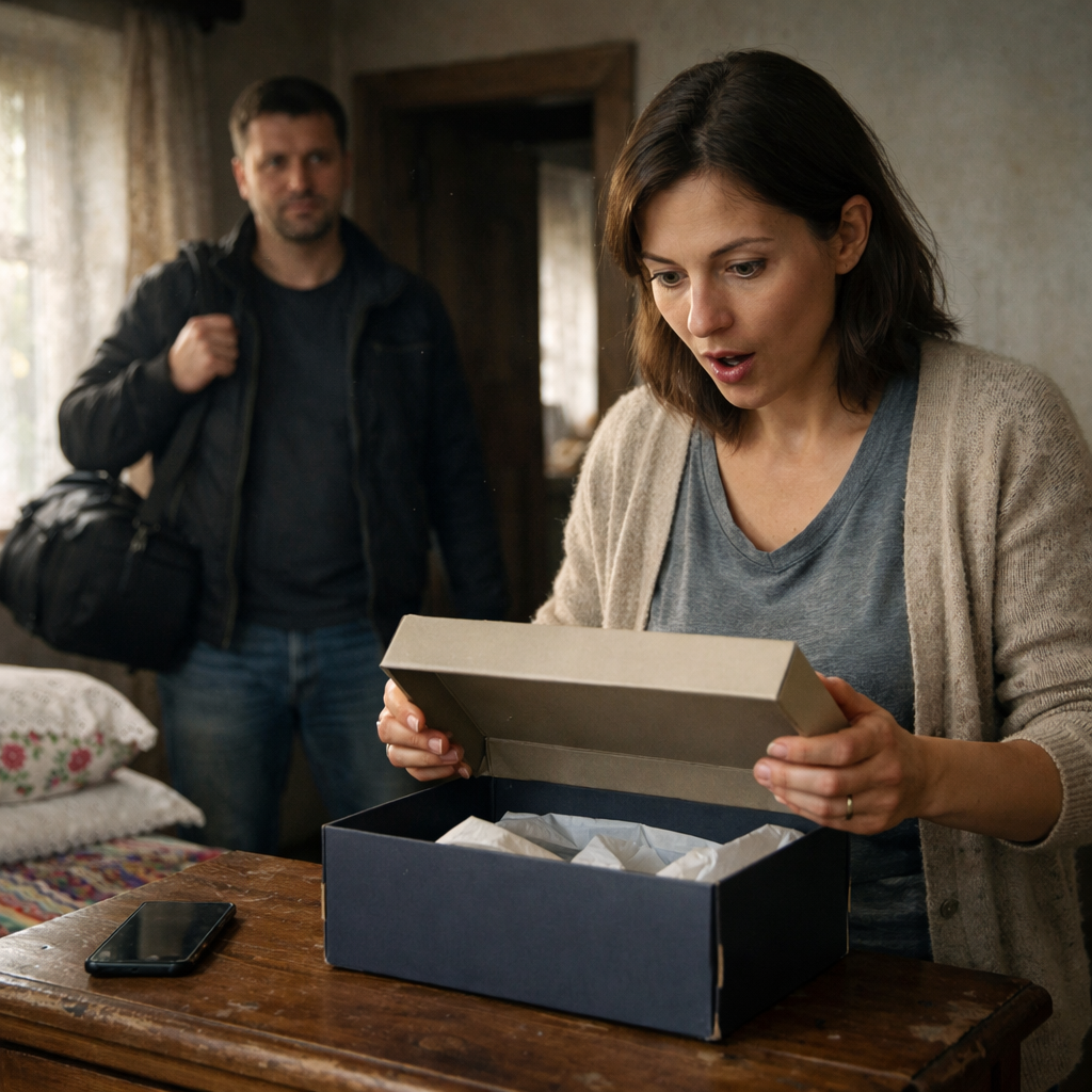 У суботу, рано вранці Валя з Сашком приїхали в село. У будинок, який залишився Валі від батьків. Жінка тихенько переступила поріг рідного дому. Акуратно заправлене ліжко, мереживні накидки на ошатних вишитих подушках. Здавалося, мама просто вийшла і зараз повернеться… Тільки пил видавав піврічну відсутність людини. На комоді лежала якась коробка з-під взуття. Валя відкрила коробку і ахнула