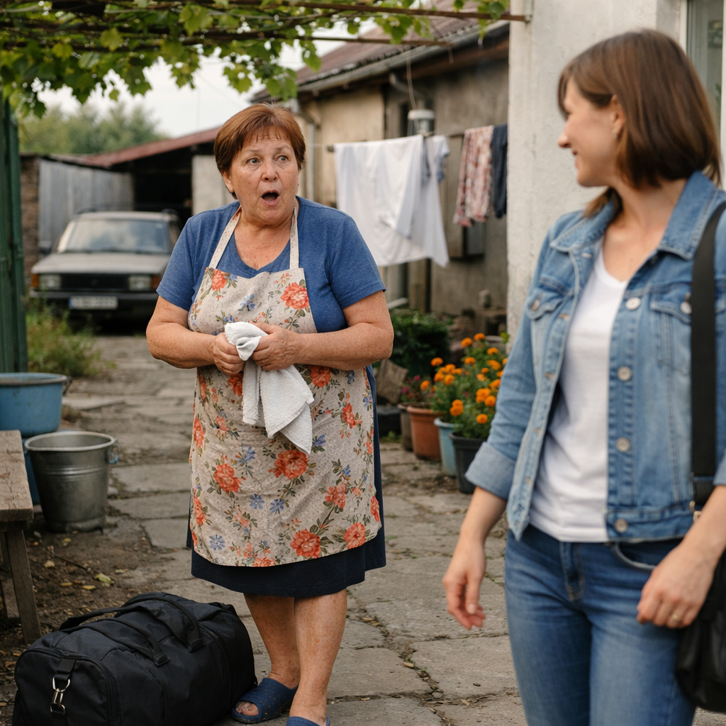 Настя мила холодильник, як раптом на кухні зʼявився її чоловік. – Микольцю, а ти чого так рано сьогодні? – здивувалася жінка. – Привіт, кохана! Так я ж відпросився раніше. Ти що забула куди ми завтра їдемо? Настя задумалася і раптом спохмурніла. – Ох, це вже завтра? – запитала вона. – Може перенесемо, га? – Е, ні! Все, збирай речі! Їдемо в село. Зранку Настя стояла у дворі в свекрухи. Коли вона її побачила, то застигла від здивування