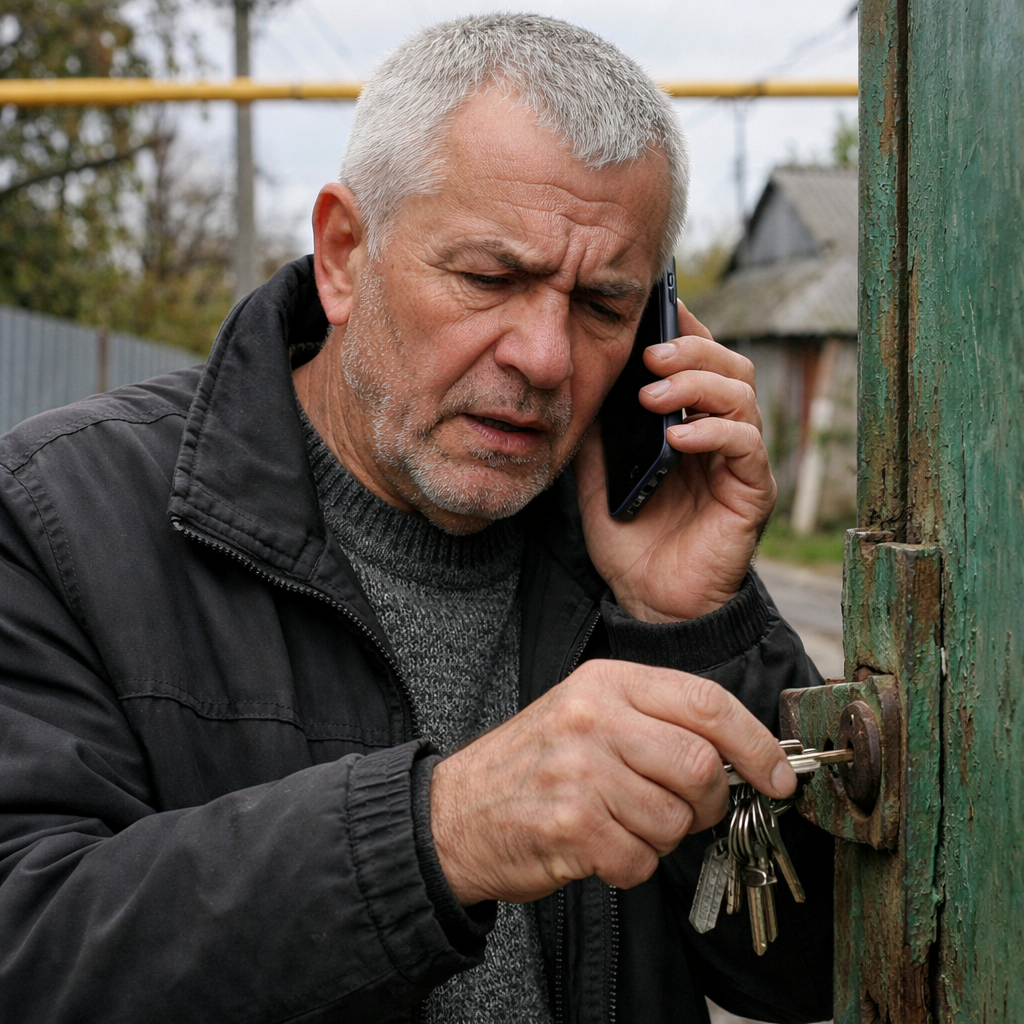 Степан Андрійович ішов по сільській дорозі. – Нарешті я вдома, нарешті я там, де народився, там де поховані мої батьки і моя кохана дружина… – сказав він вголос. Чоловік відкрив хвіртку і зайшов до себе подвірʼя. Він довго порався із замком, але нічого не виходило. Степан Андрійович набрав номер доньки. – Ну чого тобі? – відповіла та. – Доню, я в свою хату не можу зайти… – сказав він. – Ключі нові де, чи замок розбирати? – Ти що?! – ахнула та. – Нічого розбирати не треба! Йди звідти. – Як іти, я ж тут живу?! – Степан Андрійович не розумів, що відбувається