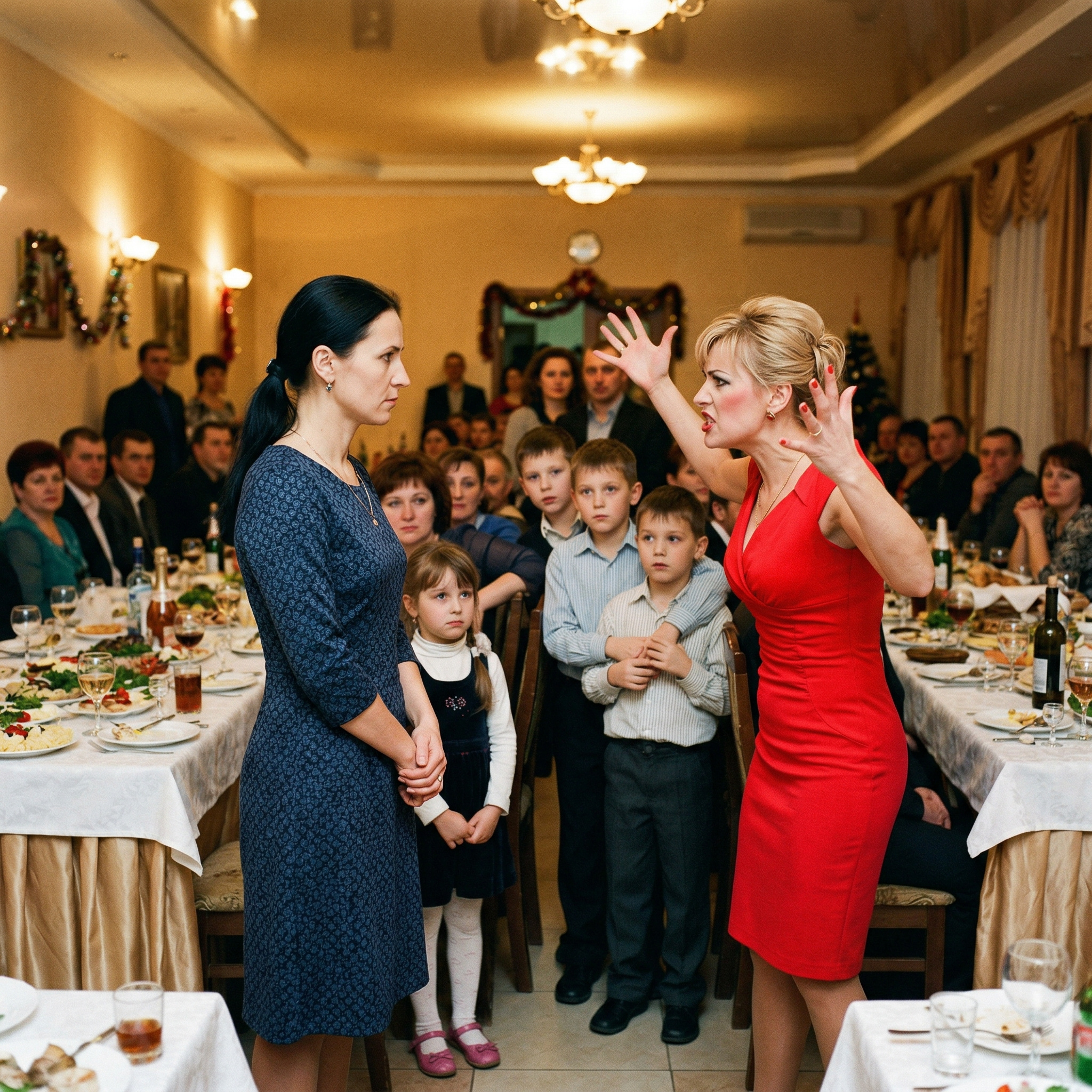 – Для дітей немає місць за столами, – це раз, – Ганна тихо говорила. – Їм тут не місце, – це два. Мама ясно сказала, що свято тільки для дорослих, і ти це чудово знала, коли сюди їхала. – Та як ти смієш! – злетіла Марина, яка до цього мовчала. – Це ж ювілей, діти мають право тут перебувати! – Не мають, – відрізала Ганна. – Бо їх не запрошували!