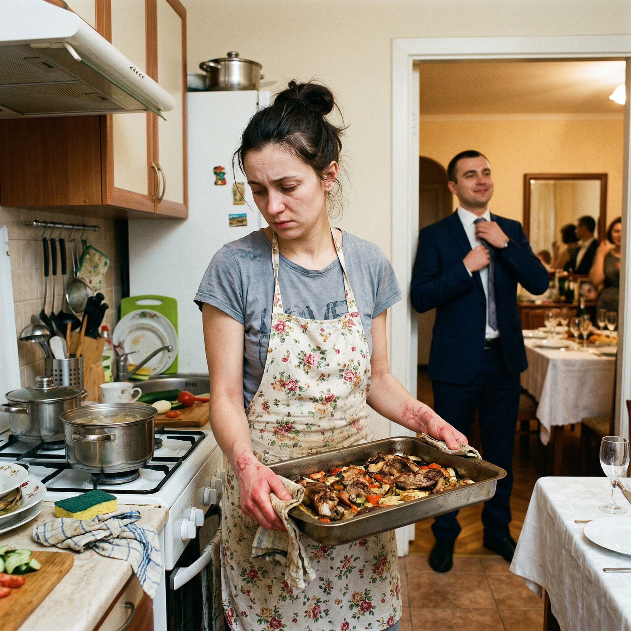 Ось тут розводи залишилися. Сидоренки прийдуть, вони ж на такі речі одразу увагу звертають. Чоловік невдоволено цокнув язиком. — Віталію, я мила ці вікна вчора на холодному вітрі. Якщо твій друг прийде до нас розглядати розводи на склі, я особисто дам йому ганчірку. Віталій скривився. Йому завжди було неприємно, коли я руйнувала образ такого собі успішного господаря життя, який він так старанно ліпив останні роки. — Вічно ти все перебільшуєш, — відмахнувся він. — Просто треба відповідати моменту. Ми ж не студенти в гуртожитку. За дві години до приходу гостей я поспіхом закінчувала з готуванням. Фірмовий десерт, м’ясо під ягідним соусом, складні салати. Пальці зводило від напруги. Віталій зазирнув на кухню, наливаючи собі склянку води. Його погляд пробіг по моєму обличчю, потім опустився на руки. Почервонілі, з поламаним нігтем. — Тань, ти це… — він зам’явся, але швидко взяв себе в руки. — Ти руки ховай, коли гості прийдуть. І от що ще. Не здумай обмовитися, що сама цей десерт пекла і пів дня біля плити стояла