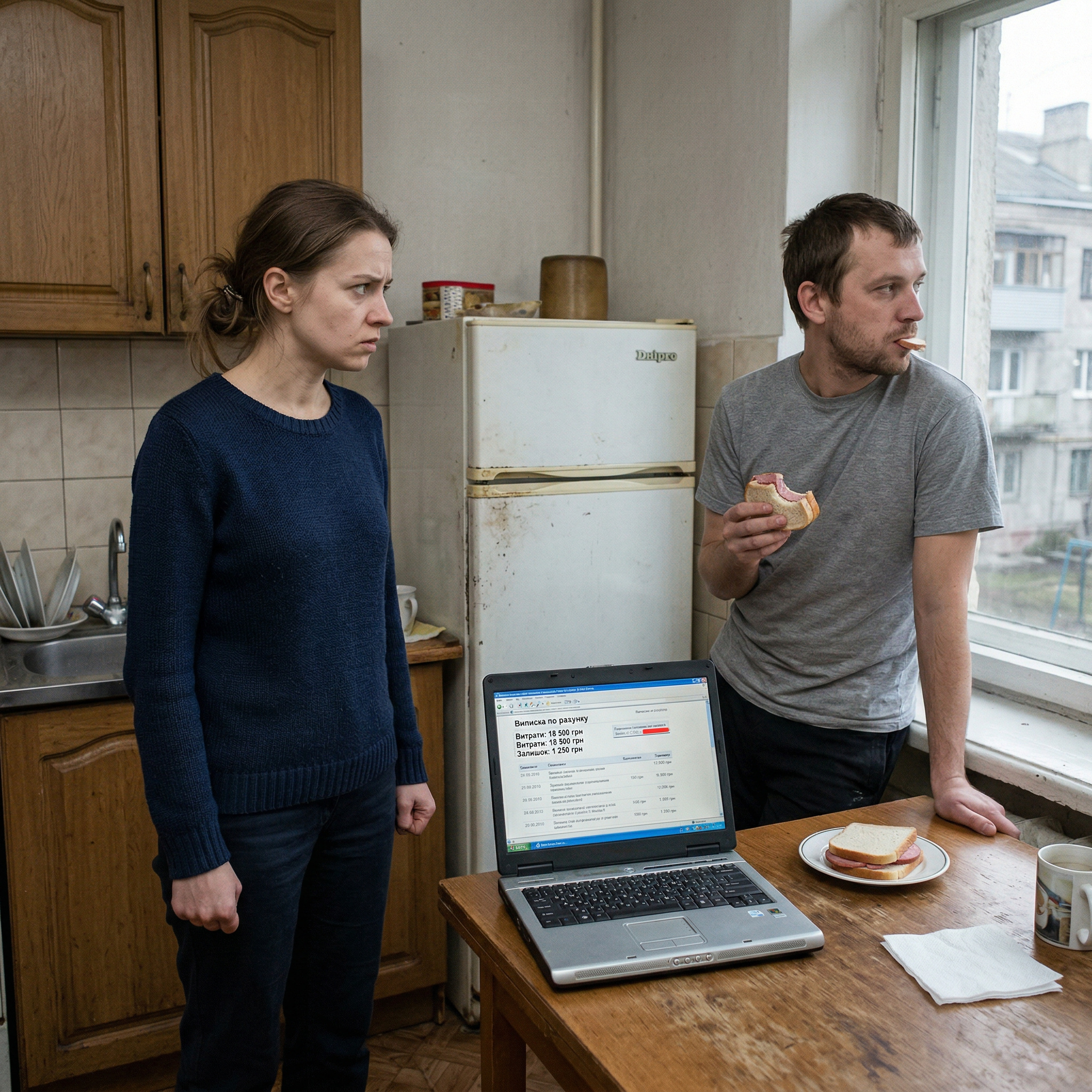 Куди ділися наші гроші? І скільки це ще триватиме, Михайле? — я старалася говорити спокійно, хоча всередині все тремтіло від незрозумілого передчуття. Михайло стояв на кухні, повільно пережовуючи бутерброд, і дивився кудись у вікно. — Та що ти починаєш, Ганно? — він нарешті повернувся до мене. — Ну, допоміг трохи мамі. Вона ж рідна людина. Хіба ми збідніємо від того, що зробимо їй приємне? Я закрила кришку ноутбука. У голові пульсувала думка: «Ми не збідніємо, але ми й не багатіємо». Останній рік я працювала за двох, брала підробітки вечорами, засиджувалася над звітами до другої ночі. Я відмовляла собі в нових туфлях, навіть коли старі почали промокати, щоб ми нарешті могли поміняти той клятий холодильник, який жер електрику й нерви. — Михайле, «приємне» — це квіти на іменини або тортик до чаю, — відповіла я, сідаючи навпроти. Стіл хитався — ніжка давно просила ремонту, але в чоловіка «не доходили руки». — А тут суми, на які можна було б пів року жити. Ти ж сам знаєш, що на твоїй новій роботі обіцяли золоті гори, а поки що ми бачимо лише обіцянки. За цей місяць ти приніс додому «голий» оклад, якого ледь на бензин вистачило. Чоловік відмахнувся, ніби я казала про якісь дурниці. Він завжди так робив: коли розмова заходила про відповідальність, він ставав маленьким хлопчиком, який вірить у диво