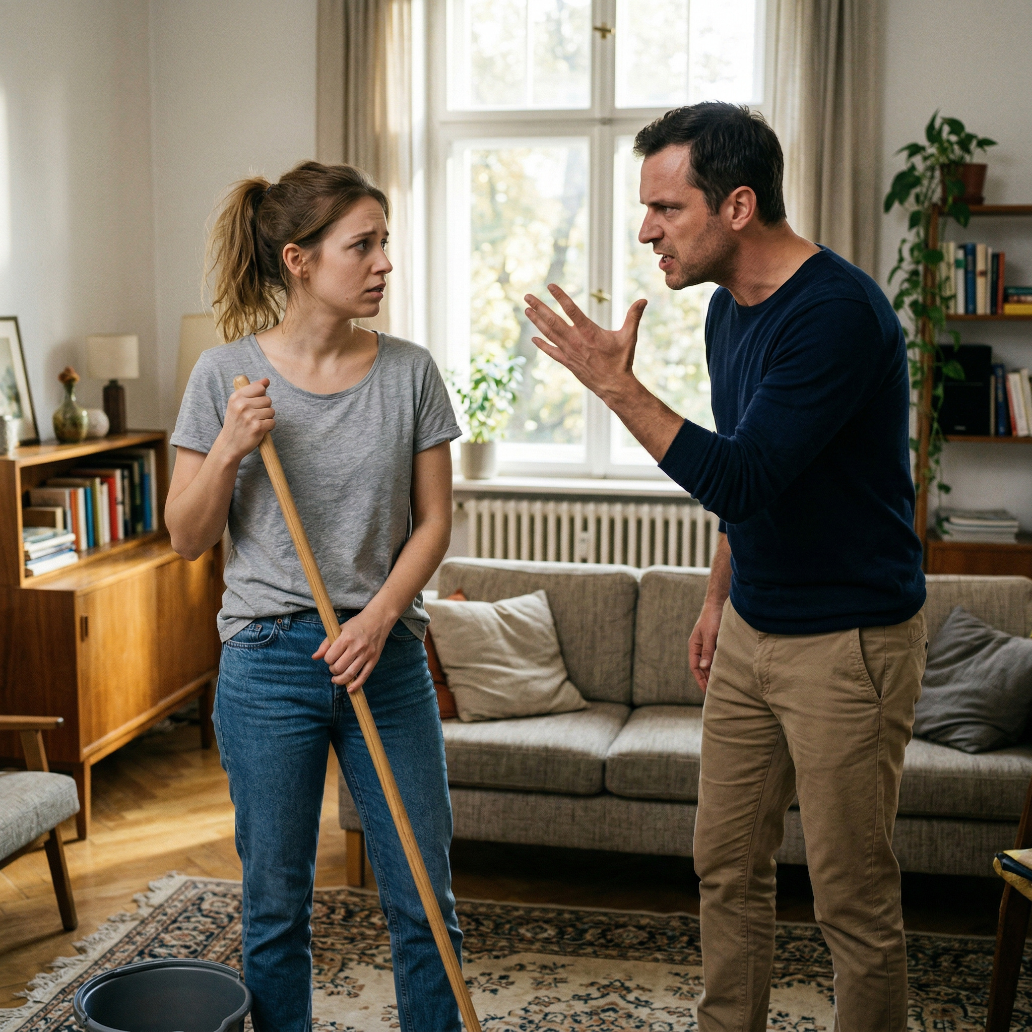 Раз живiт уже порожнiй — значить, настав час зайнятись справами. Пiдлоги самi себе не приберуть, — сказав вiн з таким виглядом, нiби вручав менi Нобелiвську премiю за те, що я знову можу тримати в руках швабру