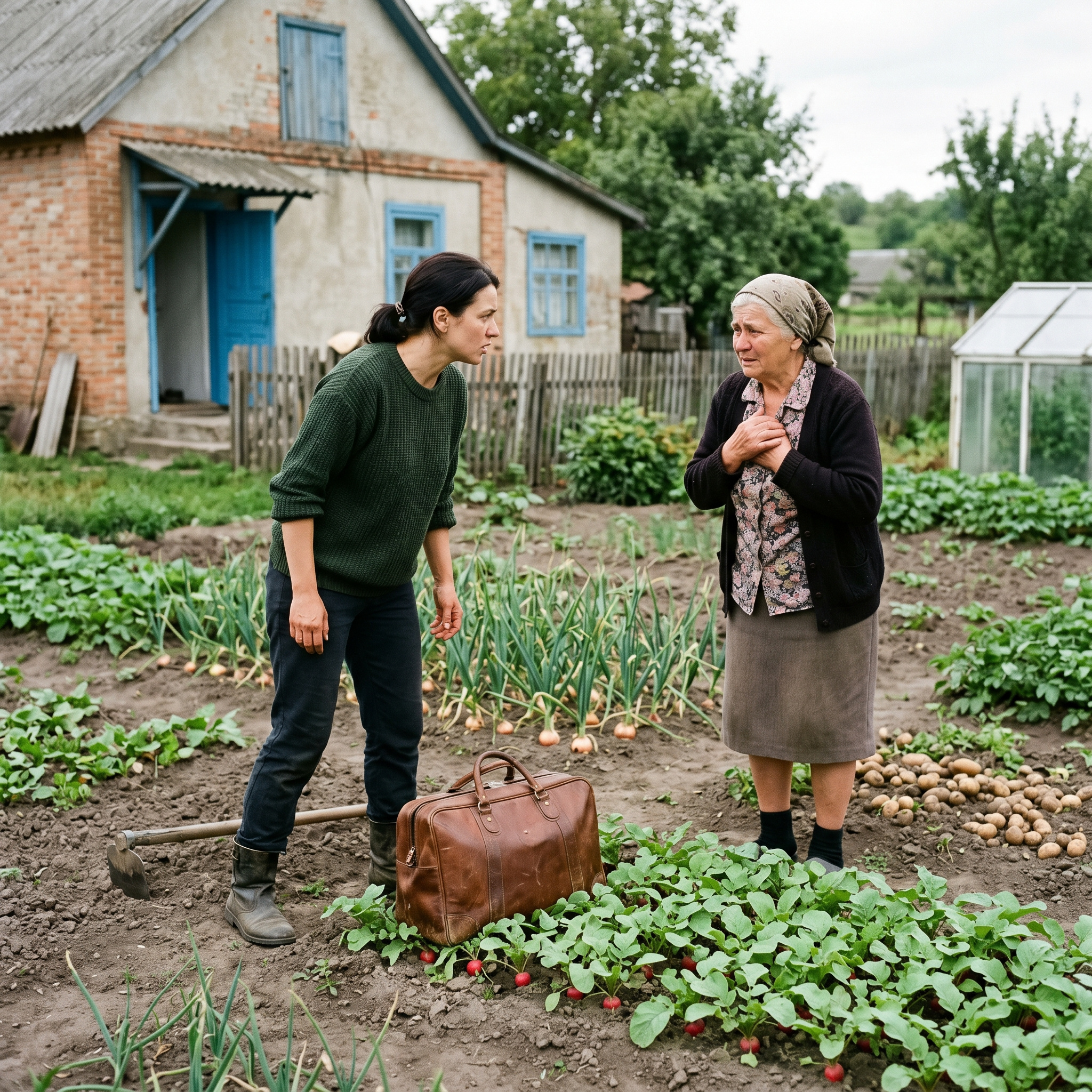 Мамо! Ти тільки не влаштовуй сцен, добре? — Марина поставила важку шкіряну сумку прямо на грядку з ранньою редискою. — Ми з Віктором усе вирішили. Дача тепер буде спільною. Сімейною. Ганна Дмитрівна повільно випрямилася. Вода з лійки продовжувала литися на її калоші. — Спільною? — переспитала вона. — Ну а як інакше? — донька діловито оглянула ділянку. — Ти тут сама копирсаєшся з ранку до ночі, спину гнеш. А у нас діти, їм потрібне чисте повітря. Нам теж треба десь відпочивати від міста. Не в квартирі ж літо сидіти, коли тут такі простори. Віктор, зять, уже пройшов углиб подвір’я. — Мангал поставимо ось там, під старою яблунею, — кинув він через плече, вказуючи пальцем на розлоге дерево. — Щоправда, яблуню доведеться спиляти. Вона тінь дає непотрібну. І сарай цей знести треба. Він весь вид псує, старе одоробло. Ганна Дмитрівна нарешті поставила лійку на землю. Стук металу об камінь пролунав сухо і різко. — Сарай чіпати не треба. Там інструмент Миколи, там сітки мої, там усе господарство. Що ви задумали тут робити? Ви мені не брешіть