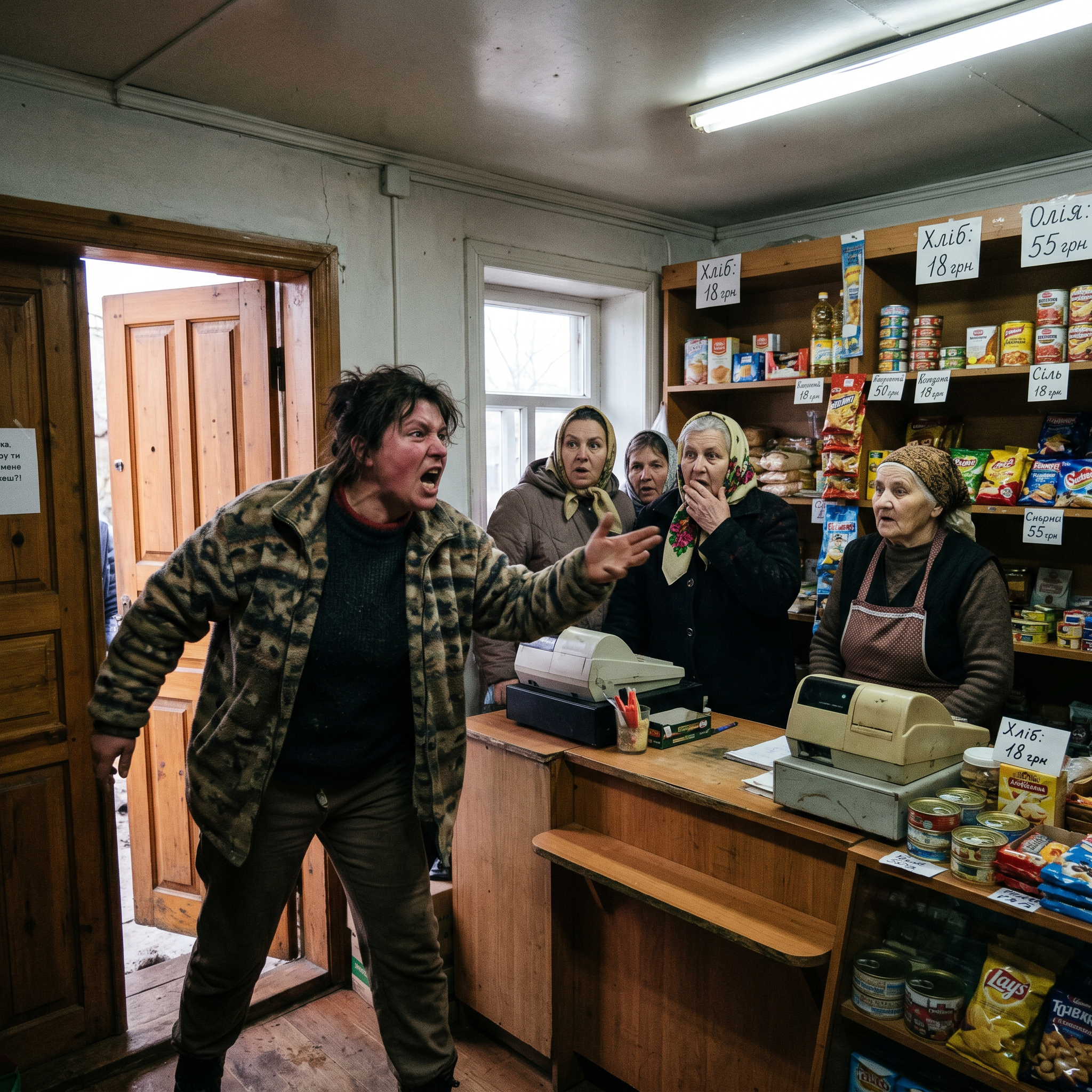 Гелька, наче Горгона, влетіла до сільської крамниці.