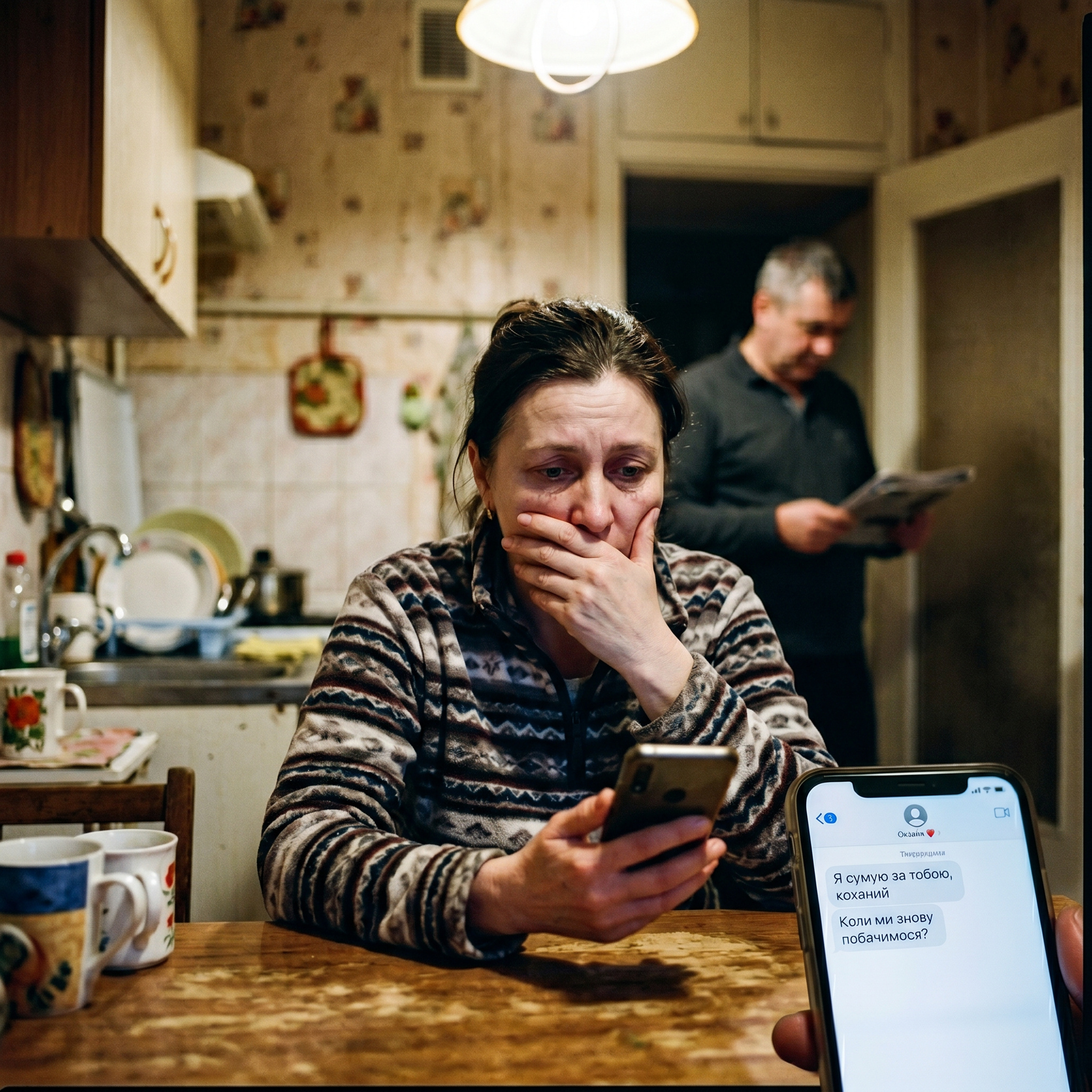 Ну що, любий, вирвався нарешті від своєї? — писала моєму чоловікові незнайома жінка. — А він, мій Сергій, чоловік, з яким ми пройшли крізь вогонь і воду у шлюбі багато років, відповів миттєво: — Куди там. Вдома на мене чекає моя стара. Зварить борщ, запитає про тиск і буде сопіти під черговий серіал. Скоро буду у тебе. Я перечитала це тричі. Повільно. Наче намагалася вивчити іноземну мову. «Моя стара». Це я. Жінка, яка двадцять два роки поспіль прасувала його сорочки до ідеальних стрілок. Яка подарувала йому сина. Яка сиділа ночами біля його ліжка після операції. Яка без вагань продала мамині золоті сережки з рубінами, щоб закрити його безглуздий кредит, коли він «трохи не розрахував» з новим бізнес-планом. Я не була красунею з обкладинки глянцю, це правда. Мені було сорок вісім. У мене були зморшки біля очей, які я називала «променями сміху» та легка сивина біля скронь. Але старою я себе ніколи не вважала. До цієї самої хвилини
