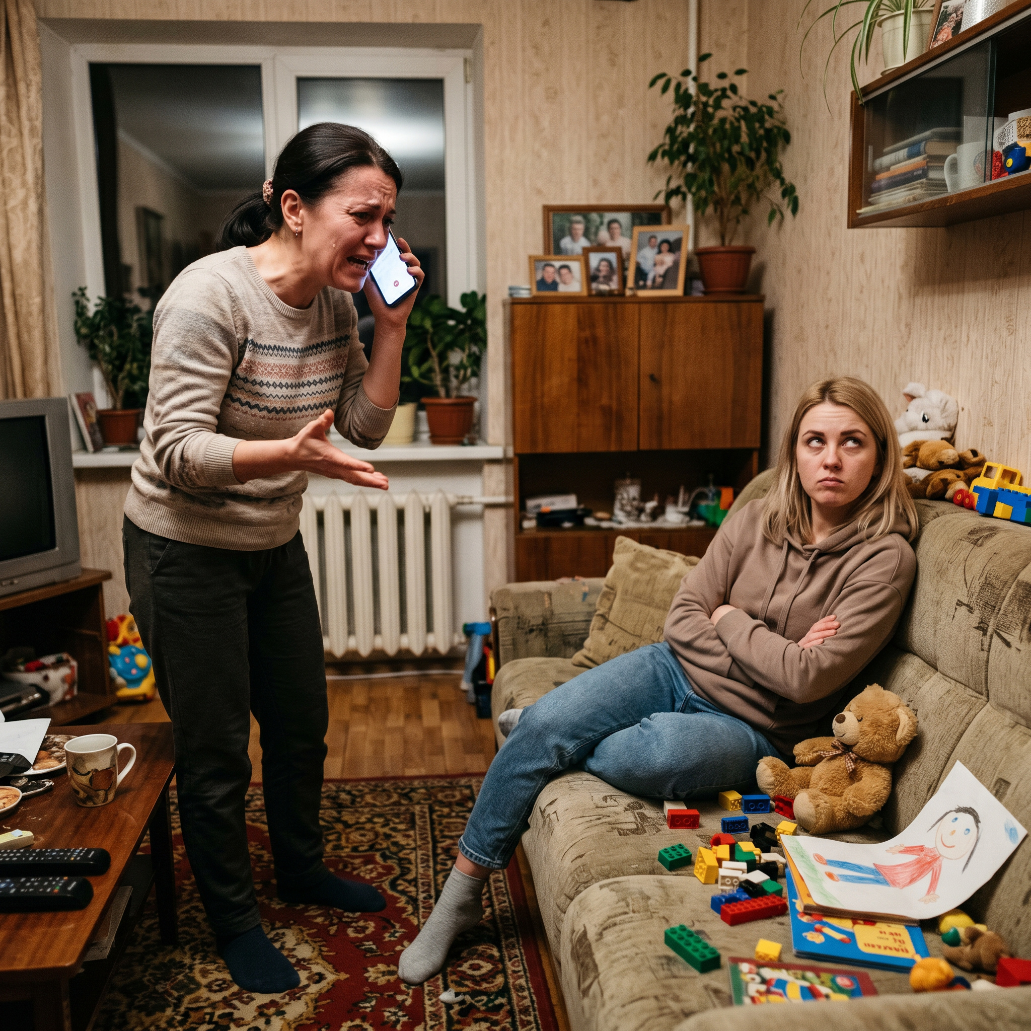 Тетяно! Сестро! Ти зовсім совість втратила! — Оксанин голос тремтів від обурення. — Мати дзвонила, ледь не плакала. Просила приїхати хоча б на вихідні, город допомогти прибрати, бо спина зовсім не тримає. А в тебе що? Знову «важливі справи»? Чим ти так зайнята, га? Роботи в тебе немає, вдома сидиш, дітьми, як щитом, прикриваєшся! Тетяна лише роздратовано закотила очі. — Мене, Оксано, совістити не треба! Ти в нас «правильна», от і їдь. Мати мені нічим не допомагає, то чому я маю біля неї розпинатися? І що, в ніжки кланятися їй повинна за те, що вона дітей на суботу-неділю забирає? Велика радість! От якби вона мені свою пенсію віддавала — тоді так, інша справа. — Таню, їй самій потрібні гроші. Операція коштує чимало. Давай скинемося? Хоча б по половині? Я сама таку суму зараз не витягну. — Ти що, з місяця впала? — Тетянин голос був сповнений роздратування. — Звідки в мене такі гроші? Я ж тобі казала: на мене не розраховуй! У мене діти, школа, гуртки. Мені і без матері витрат вистачає! — Тобі зовсім байдуже? Це ж її здоров’я! — Нічого страшного, звикне! — кинула Тетяна. — З паличкою ходитиме. Та й куди їй ходити в селі? Немає грошей, Оксано. Крапка