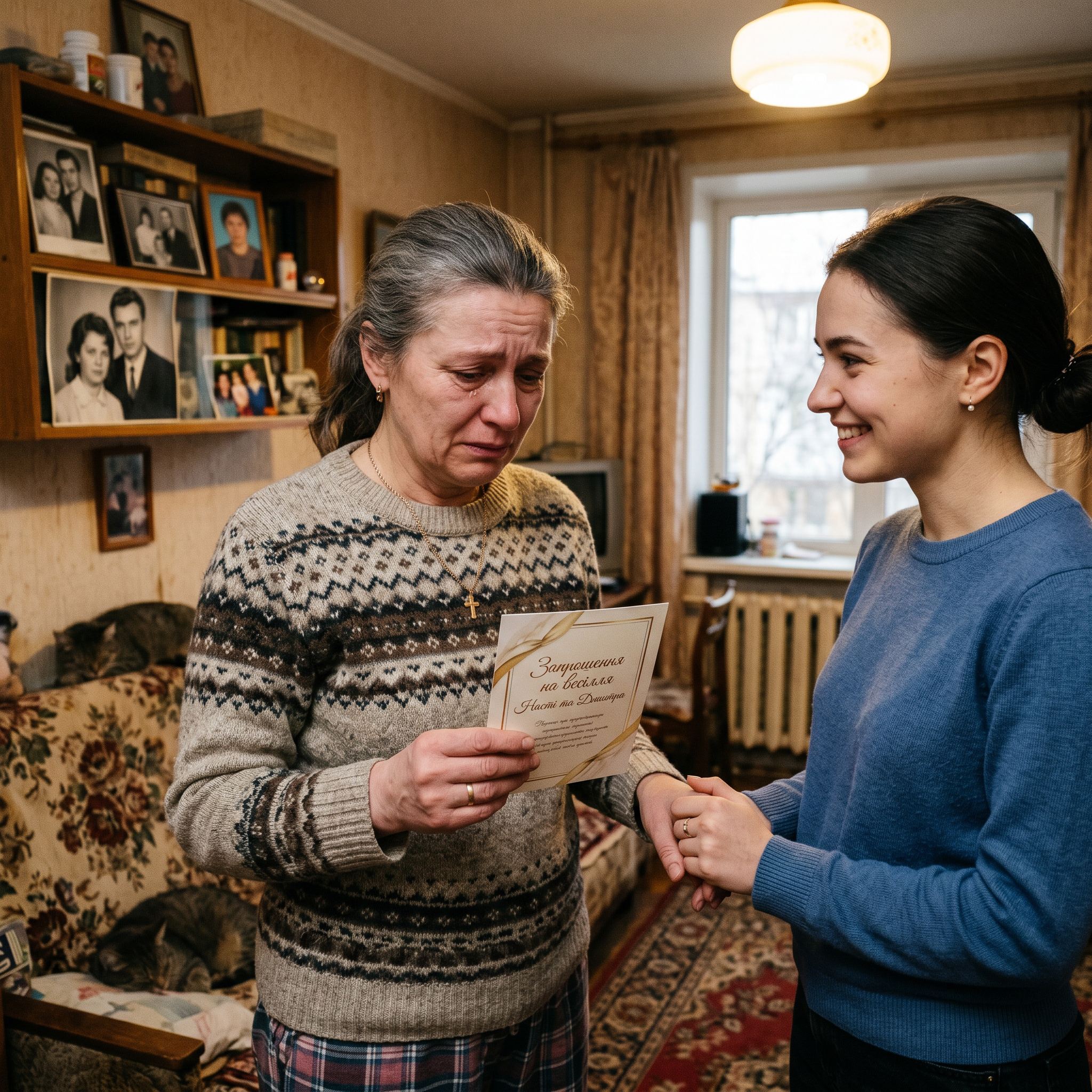 Хрещена, я виходжу заміж! — Настя простягнула мені розкішне запрошення. — Дуже прошу, приходьте. Ви ж мені як друга мама були колись. Я завмерла. Тримала те холодне глянцеве запрошення, а всередині все стислося. Перед очима, як у старому кіно, пронеслися кадри мого життя. Той день, коли Михайло зачинив за собою двері двадцять років тому. — Настуню, я не знаю… — тихо мовила я. — Там же буде твій дядько. Ми стільки років не бачилися. Не хочу псувати тобі свято своїм виглядом чи настроєм. — Мамо, треба йти! — втрутилася моя донька Олена. Вона якраз бавилася з малими у вітальні. — Що було, те було. Роки минули, образи мохом поросли. Треба жити далі. Ти подивися на себе — ти красуня, ти вільна, ти господиня. Чого тобі боятися? Я подивилася на Олену. Вона була зовсім маленькою, коли батько пішов. Пам’ятаю, як вона плакала, коли він забирав телевізор з кімнати. Тоді я пообіцяла собі, що вона ніколи більше не буде плакати через нестатки. Михайло пішов від нас після тринадцяти років шлюбу. Пішов не просто так, а «з музикою». Його нова пасія, Галина, мабуть, так затьмарила йому розум, що він ділив майно до останнього ґудзика