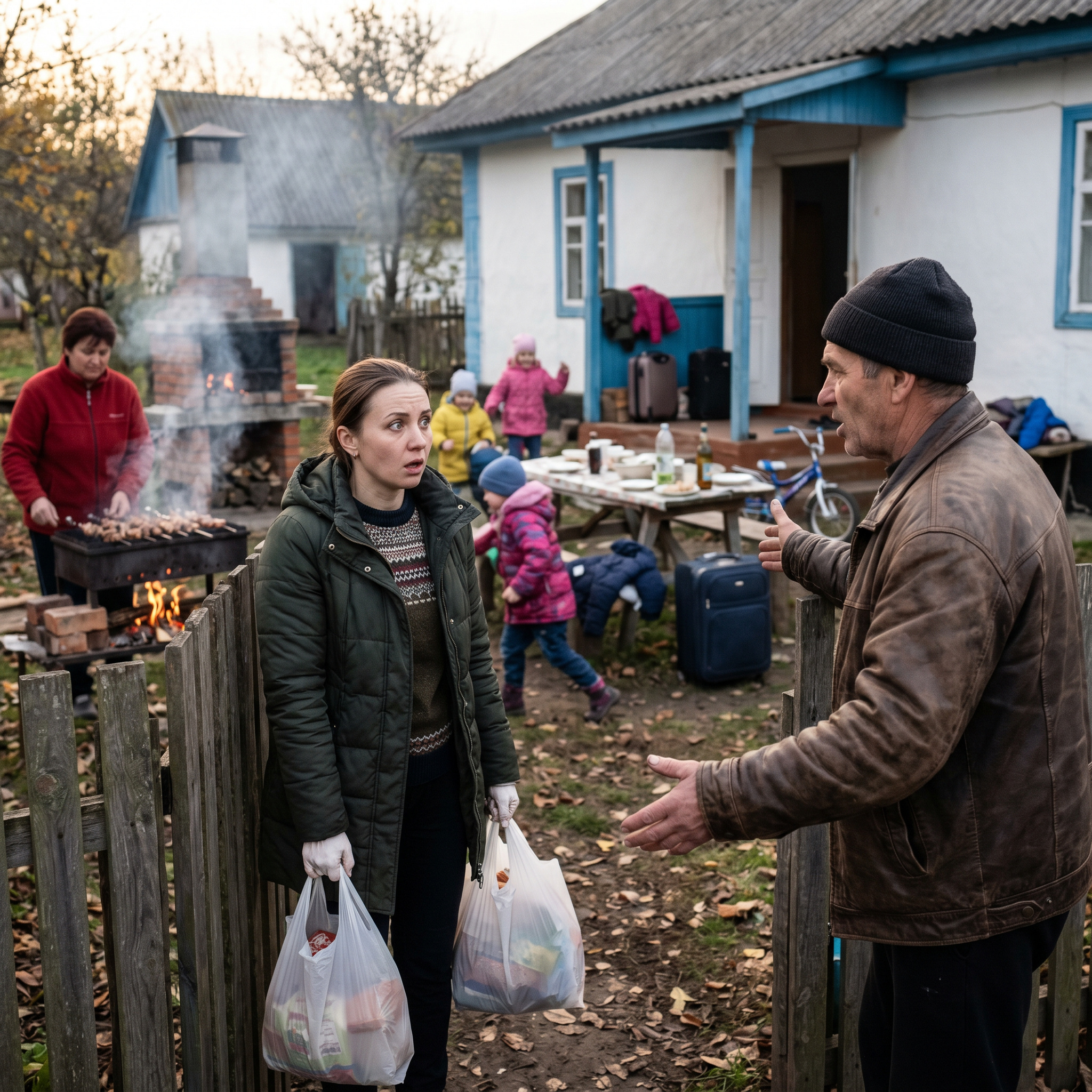 Ключі від хати давай швидше, Аліно, діти змерзли, а в нас ще м’ясо на вогні не дійшло! — дядько Степан сказав це таким буденним тоном, ніби я була не господаркою садиби, а випадковою людиною, яка просто завадила його планам. Я так і застигла біля хвіртки, тримаючи в руках пакети з покупками. Я просто дивилася на те, на що перетворилася наша з Богданом мрія всього за кілька годин нашої відсутності. Наш новенький, щойно збудований будинок, який ще пахнув свіжою деревиною та новою фарбою, стояв у щільному кільці чужих автомобілів. Кілька чималих машин безжально вкатували в мокру землю ніжний молодий газон. Цю травичку ми з чоловіком буквально виходили власними руками, висіваючи кожну латку протягом останнього місяця. — Дядько Степан? — мій голос ледь помітно здригнувся від подиву. — А що ви всі тут робите? І… чому машини стоять прямо на траві? — Як що робимо? Травневі ж свята на дворі! — він добродушно засміявся, поплескавши себе по животу. — Ми тут з самого ранку цілим табором висадилися. Тітка Галя твоя, Тарас із родиною, навіть Сергій з області приїхав. Думали, ви раніше будете, а ви десь забарилися. Позаду мене тихо підійшов Богдан. Я відчула, як напруга навколо нього стала майже відчутною. Чоловік завжди вмів тримати себе в руках, але зараз було видно, що його терпіння закінчується. Він мовчки дивився, як мангал, встановлений прямо на нашій новій тротуарній плитці, сипав іскрами, залишаючи темні сліди на світлому камені
